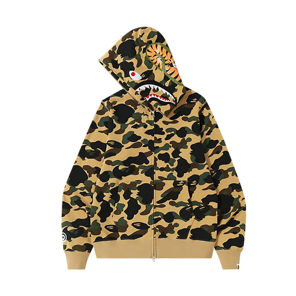 BAPE 1st Camo Shark Full Zip Hoodie - Yellow Streetwear Fashion for Men | Perfect for Casual Wear, Urban Style & Street Fashion