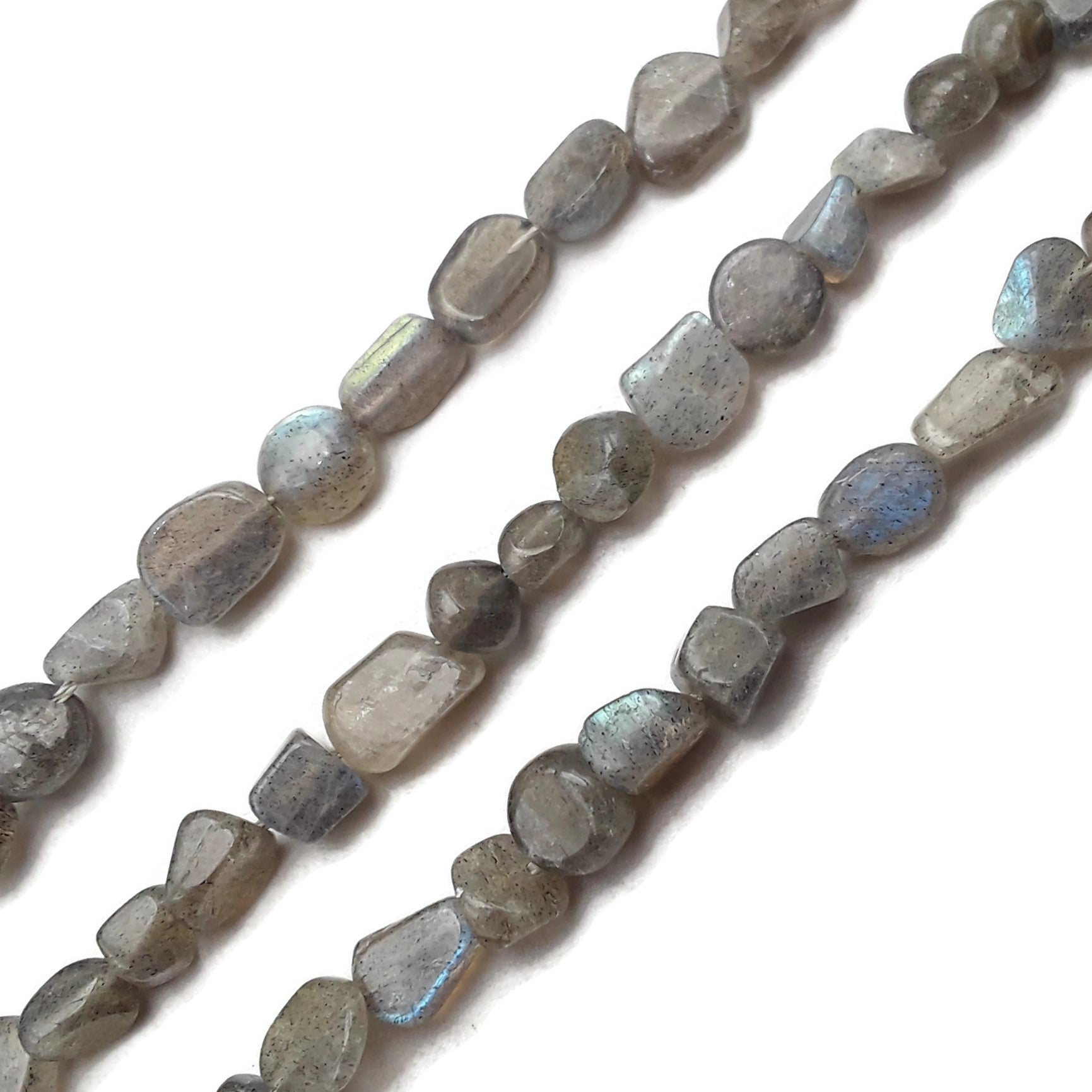 Natural Labradorite Irregular Pebble Nugget Beads - 6-8mm Gemstone Beads for Jewelry Making (15.5 Inch Strand) - Perfect for Necklaces, Bracelets & DIY Craft Projects
