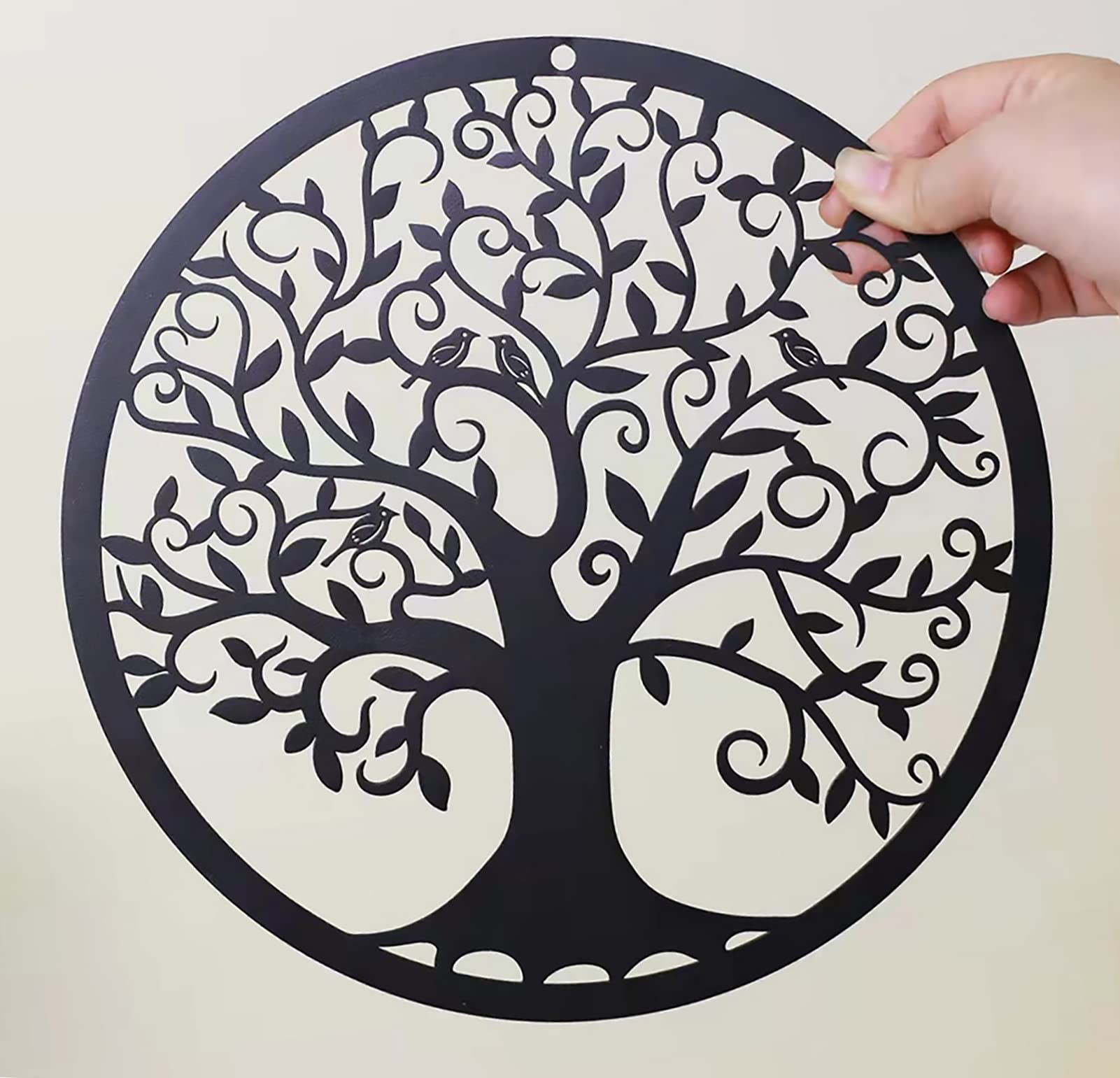 RESACO Tree of Life Wall Art - 11 Inch Metal Family Tree Wall Decor Hanging Plaque for Home & Office - Perfect for Bathroom, Kitchen, Living Room, Bedroom (Indoor/Outdoor Use, Black) - Ideal for Housewarming Gifts & Spiritual Decor