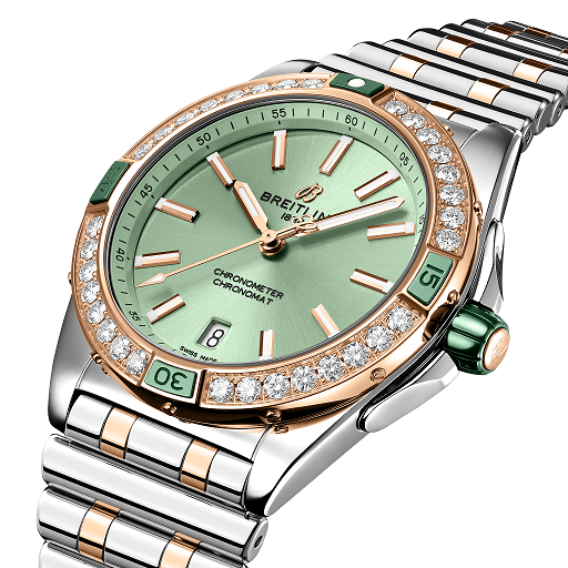 Breitling Chronomat Ladies Watch - Stainless Steel & 18K Red Gold with Diamonds - Luxury Women's Timepiece for Business, Gala & Special Occasions