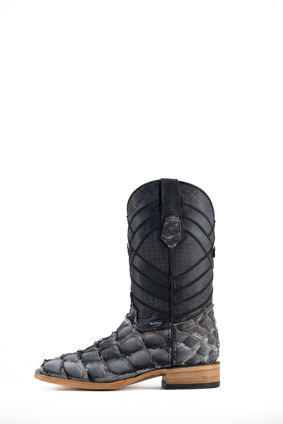 Prescott Pirarucu Exotic Leather Square Toe Cowboy Boots for Men - Western Riding, Country Dance & Outdoor Adventures