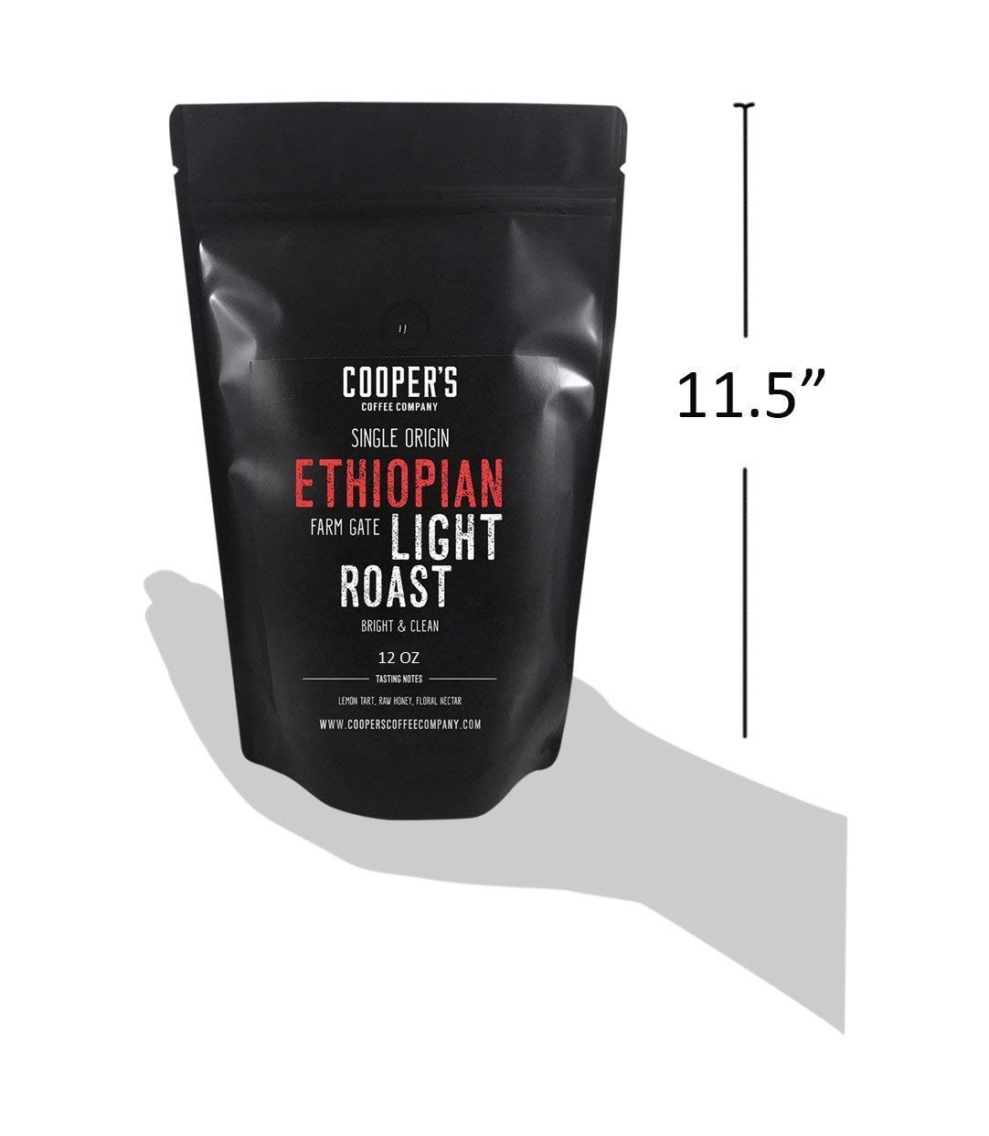 Premium Ethiopian Light Roast Grade 1 Ground Coffee - Single Origin, Natural Dry Processed, Bold & Aromatic Gourmet Coffee (5lb Bag) - Perfect for Morning Brew, Office Use & Gift Giving