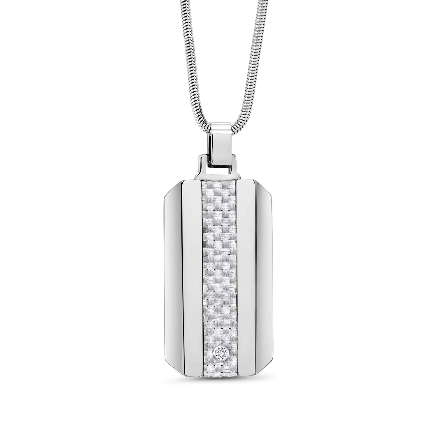 Lab Grown Diamond Dog Tag - Custom Engravable Tungsten Carbide Pendant with Carbon Fiber Inlay | Perfect for Pet Memorials, Military ID Tags & Personalized Gifts