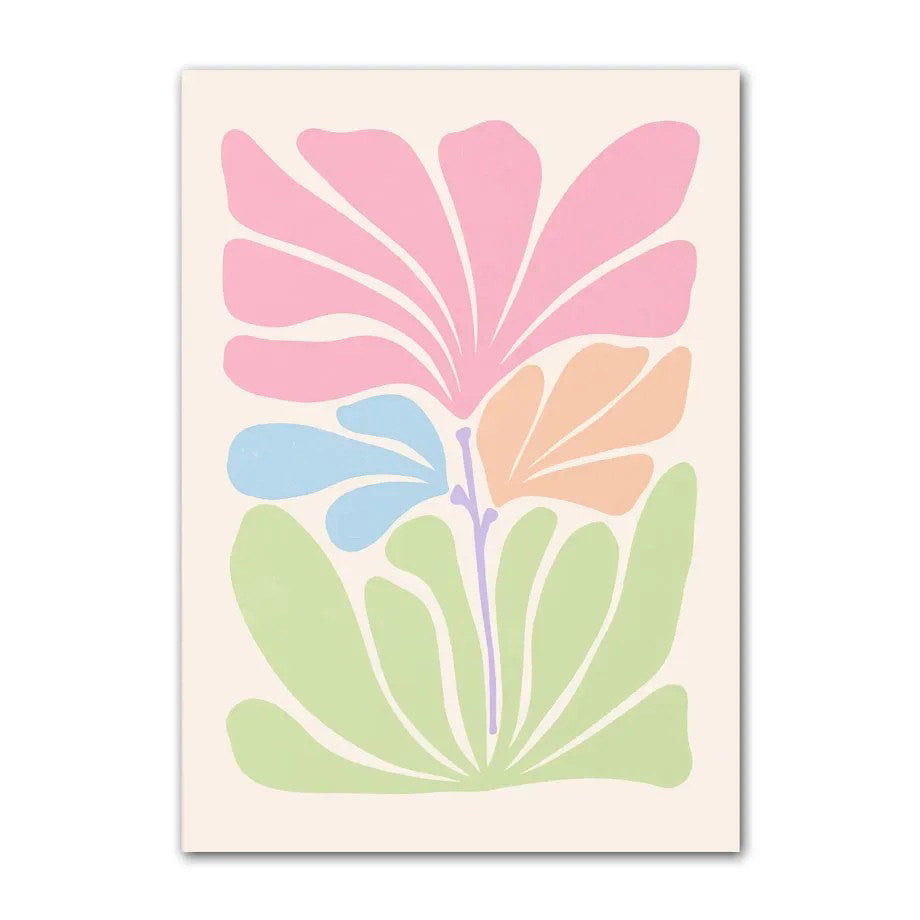 Minimalist Aesthetic Pastel Flowers Canvas Wall Art Posters - Perfect for Bedroom, Living Room & Office Decor
