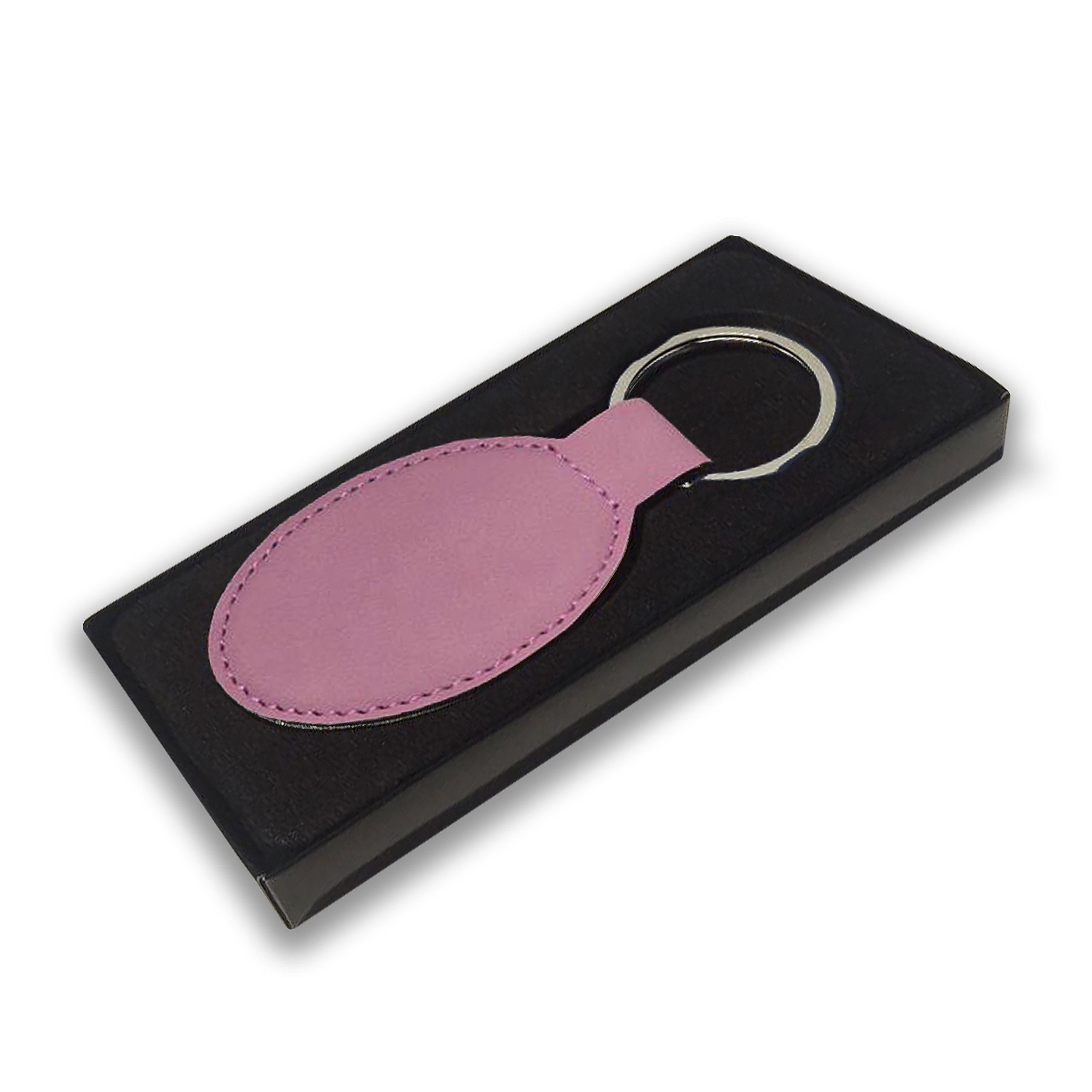 Personalized LaserGram Oval Keychain with Engraving - Quad Design, Pink - Perfect for Gifts, Promotions & Everyday Carry