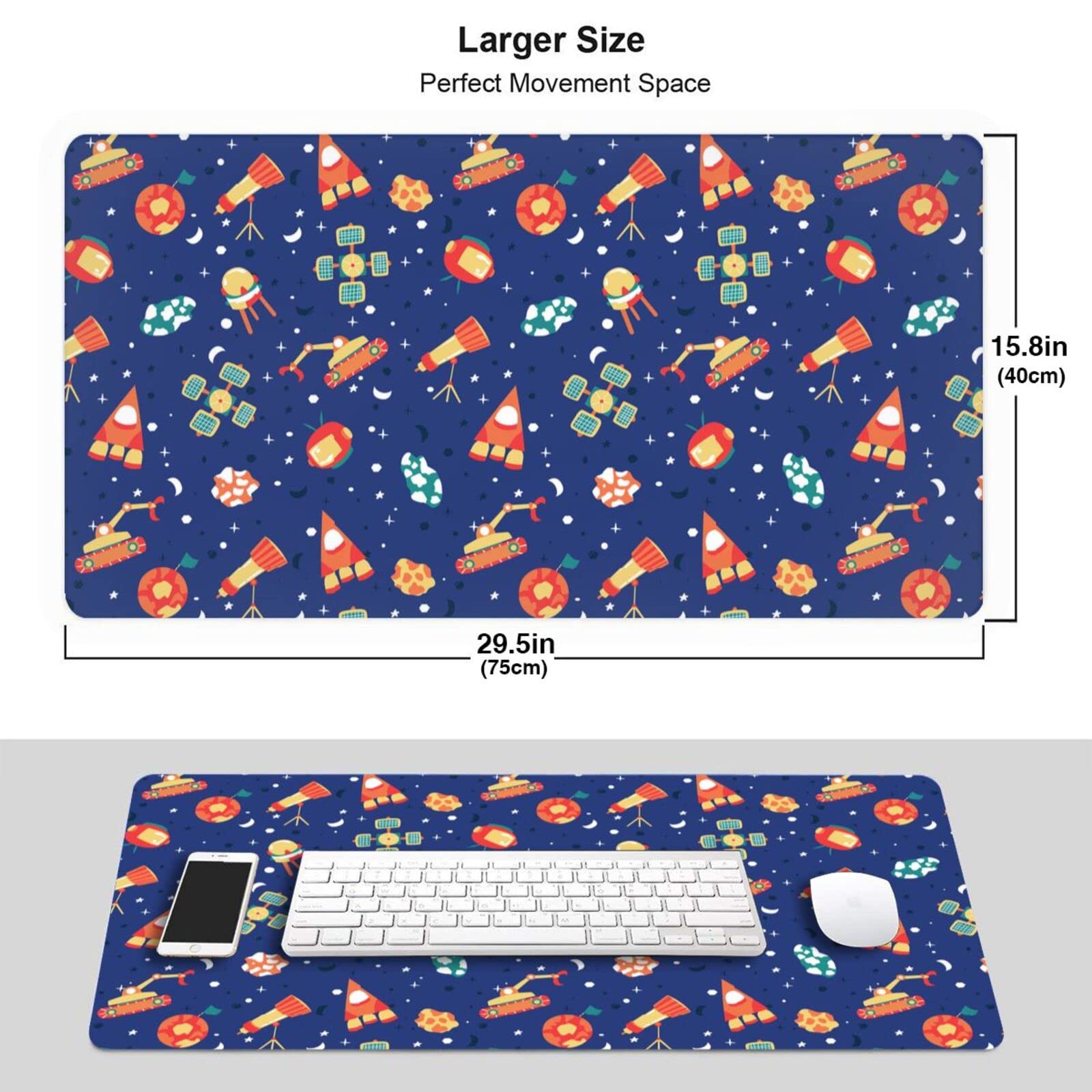 Large Gaming Mouse Pad with Space Planets Design - Extended XXL Desk Mat for Computer, Keyboard & Mouse - Perfect for Office Work, Gaming & Home Use