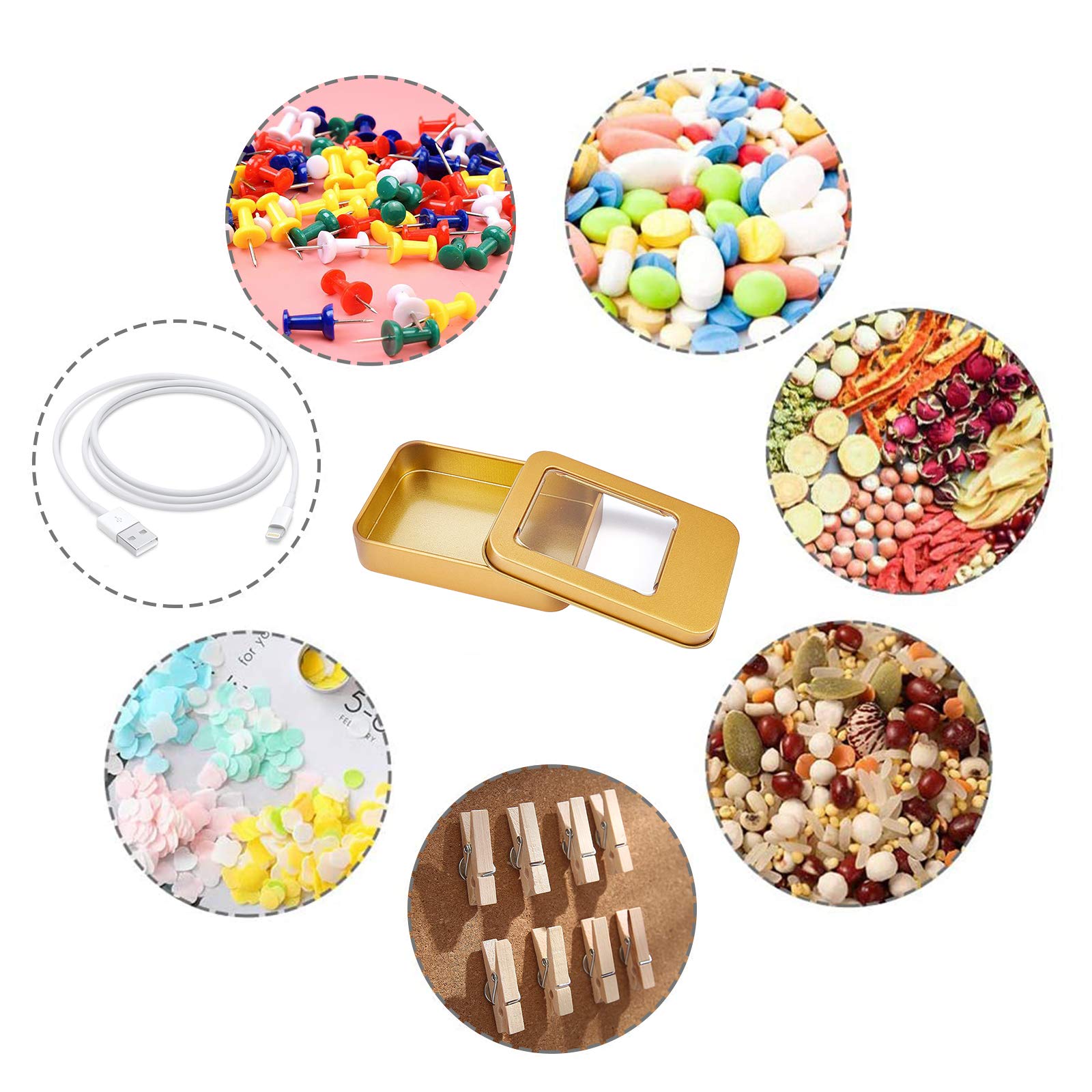 8PCS Tinplate Storage Boxes with Clear Window - Empty Rectangle Containers for Candles, Candies, Gifts - Perfect for Home, Office & Party Organization