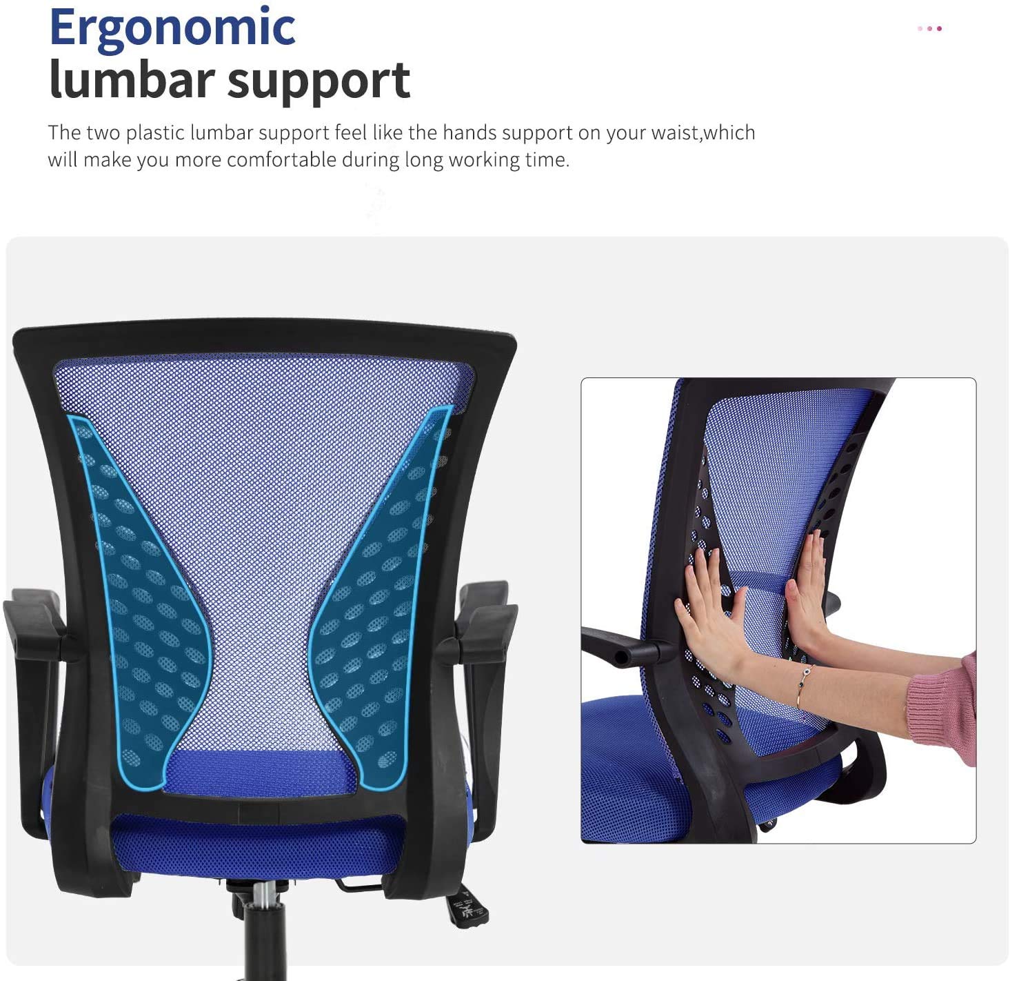 Ergonomic Mesh Office Chair with Lumbar Support - Adjustable Swivel Rolling Computer Desk Chair for Home & Executive Workspaces - Perfect for Long Hours of Comfortable Work or Gaming Sessions