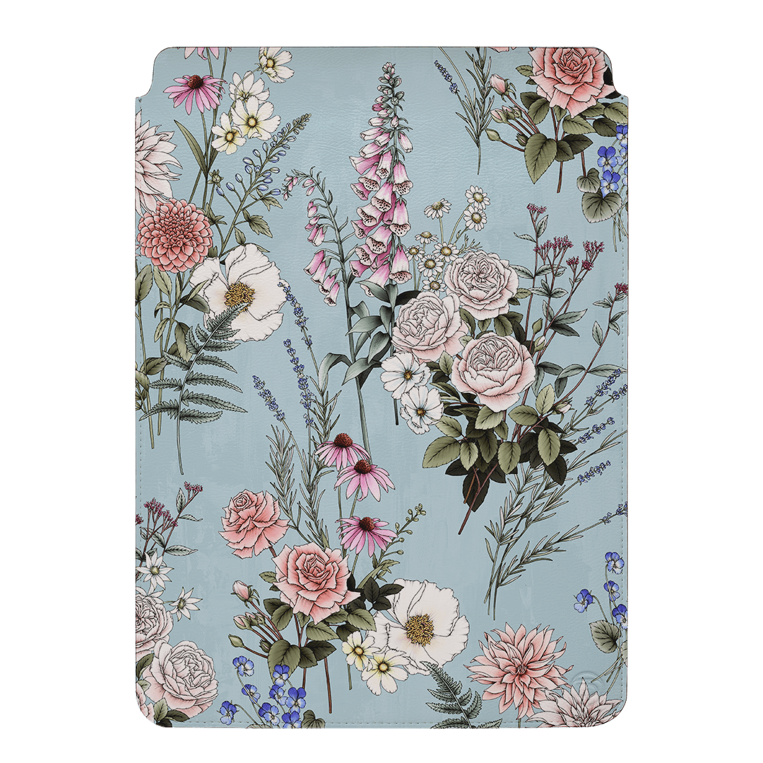 Stylish Garden Party Blue Laptop & iPad Sleeve Case - Perfect for Work, Travel & School - Protective Neoprene Cover for MacBook, iPad Pro, Air