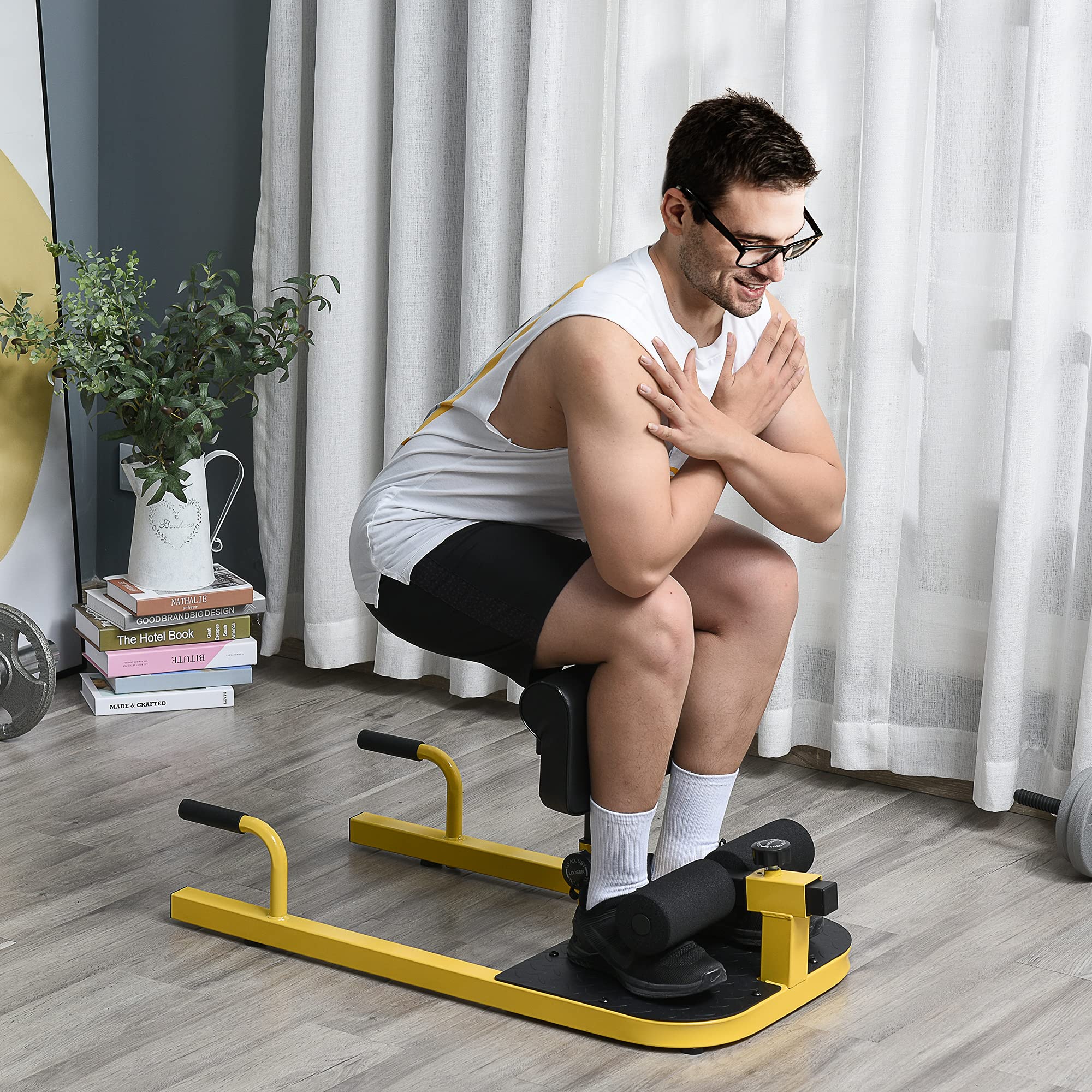 Soozier 3-in-1 Padded Push Up Bar, Sit Up Bench & Sissy Squat Machine - Home Gym Equipment for Full Body Workout | Perfect for Strength Training, Core Exercises & Leg Workouts at Home
