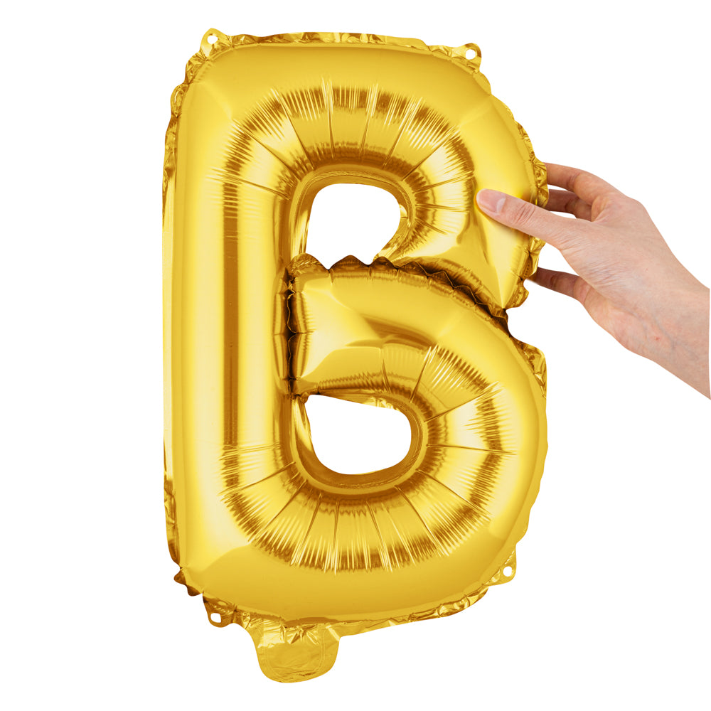 Balloonify Gold Mylar Letter B Balloon - 16 Inch Large Foil Alphabet Balloon for Birthday Party Decorations, Baby Showers & Wedding Celebrations - 1 Count Box