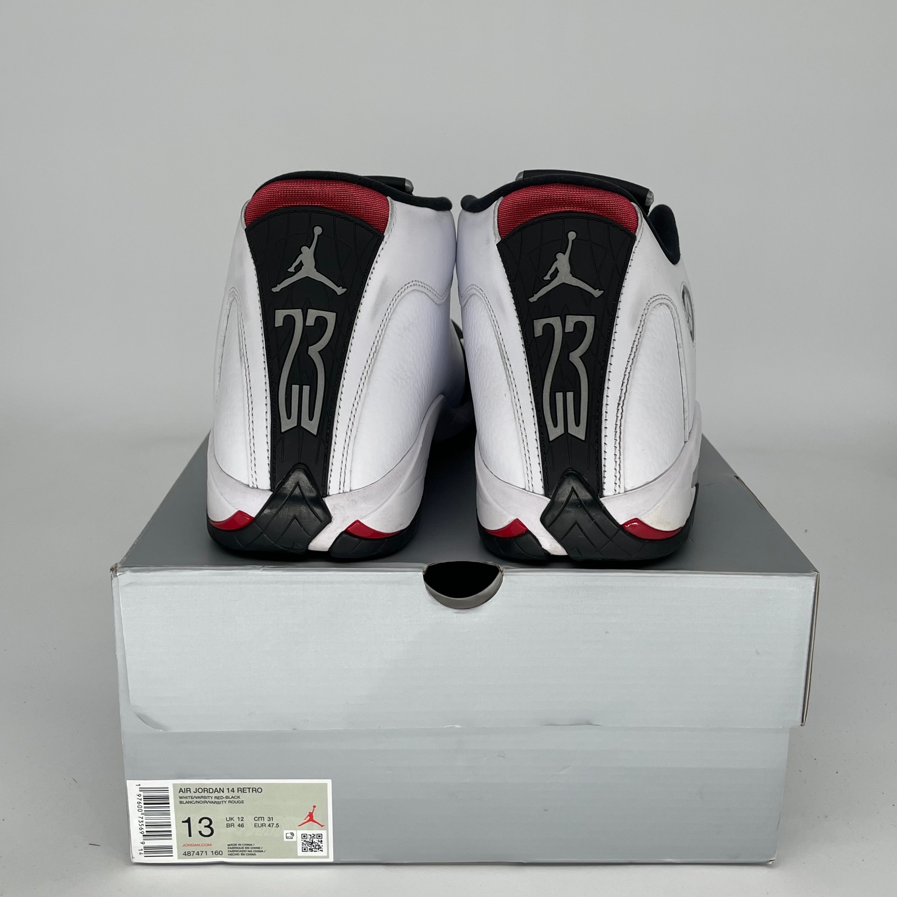 Original Air Jordan 14 Retro 'Black Toe' Men's Basketball Shoes Size 13 (487471-160) - Perfect for Sneaker Collectors & Court Performance