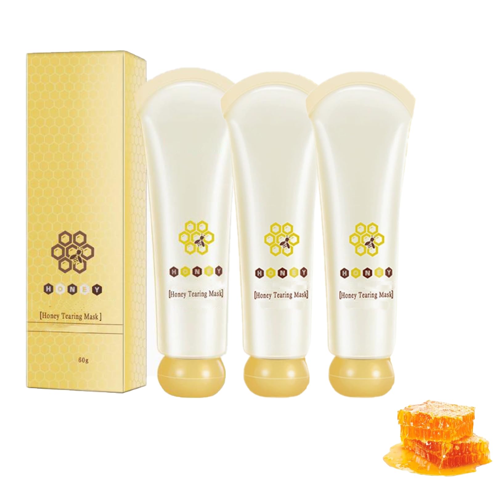 Organic Honey Peel Off Face Mask - Deep Cleansing & Exfoliating for Glowing Skin - Natural Ground Rice & Honey Glow Mask (3 Pack) - Perfect for Spa Day, Self-Care Routine & Acne Treatment