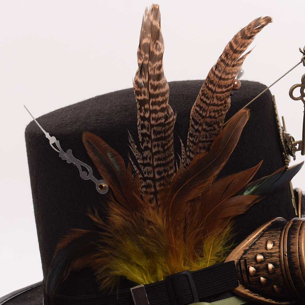 GRACEART Steampunk Top Hat with Goggles for Men & Women - Victorian Style Costume Accessory for Cosplay, Halloween, and Themed Parties