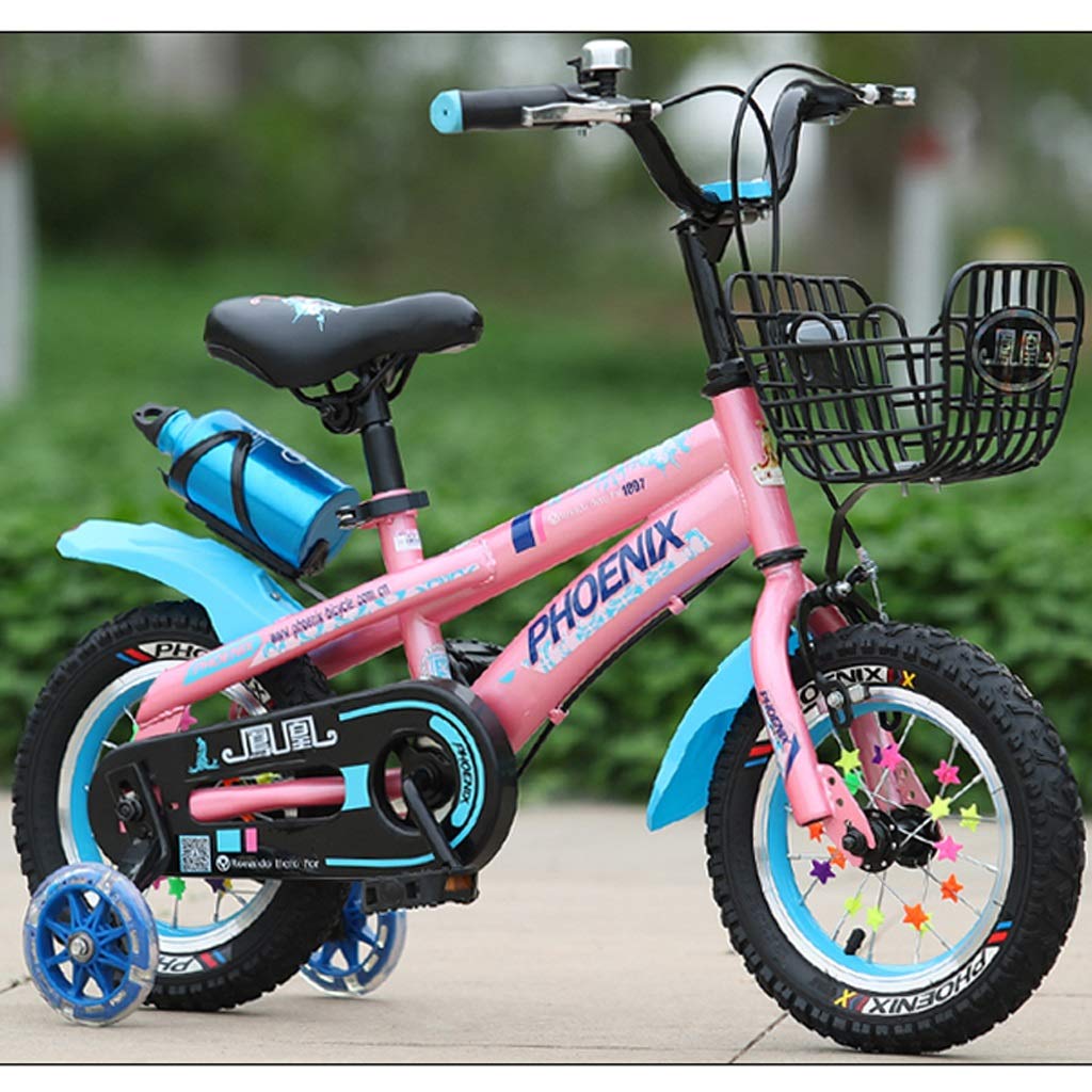 **12/14/16 Inch Kids Bike with Training Wheels & Water Bottle - Adjustable for Ages 2-7 Years - Pink 12 Inch Children's Bicycle for Outdoor Play & Neighborhood Rides**