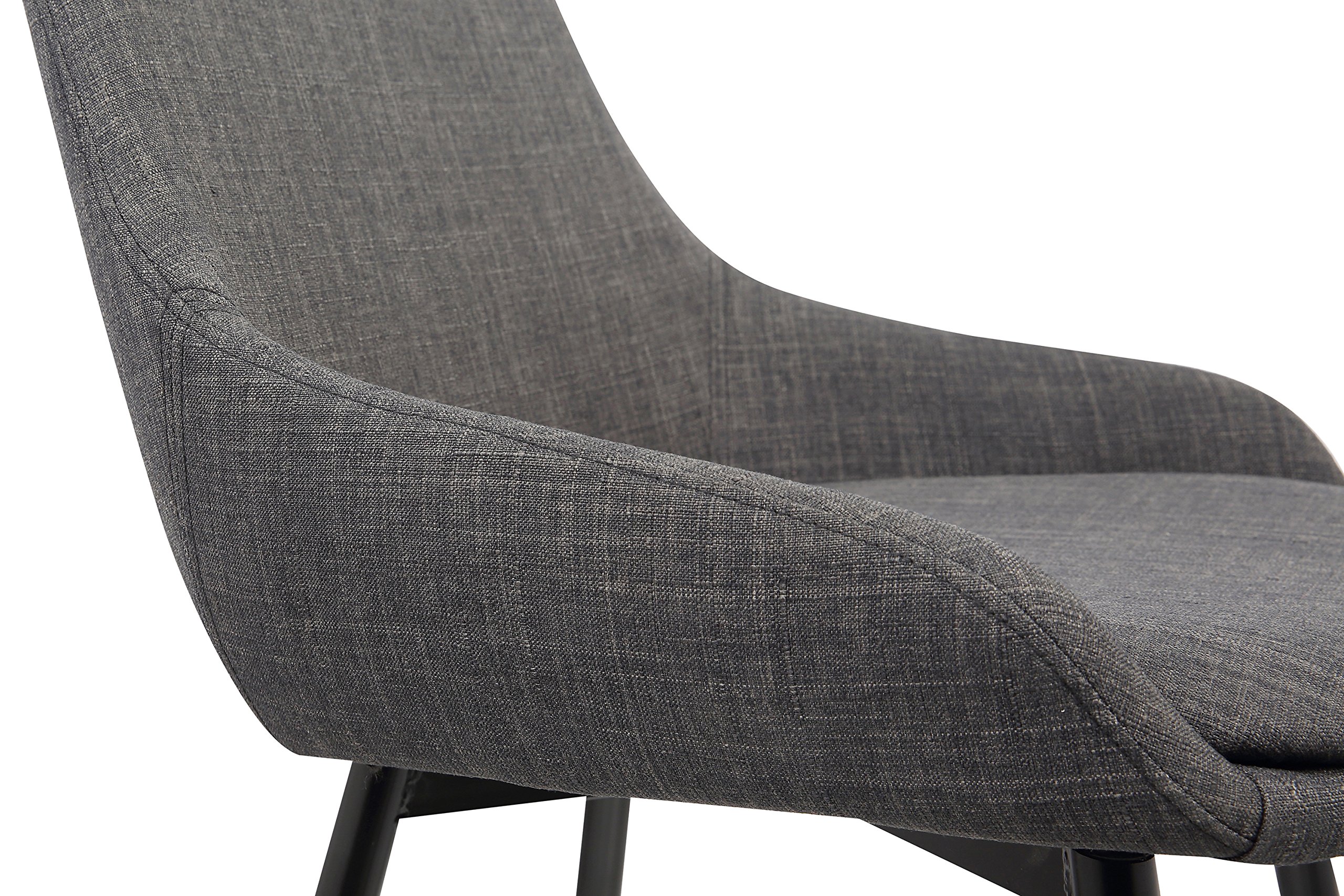 Armen Living Mia Mid Century Modern Dining Chair - Charcoal Fabric & Black Metal - Perfect for Kitchen, Dining Room, Office Desk & Vanity | Stylish Accent Side Chair for Home Decor