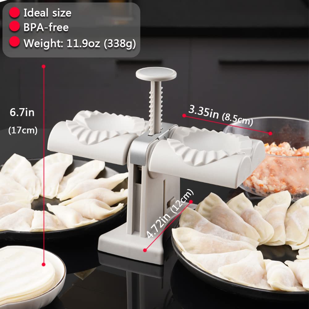 Automatic Dumpling Maker Machine - Dual Head Ravioli Press Tool for Homemade Dumplings, Empanadas & Pierogi (2-in-1) - Perfect for Home Kitchen & Restaurant Use - Quick & Easy Asian & European Pastry Making