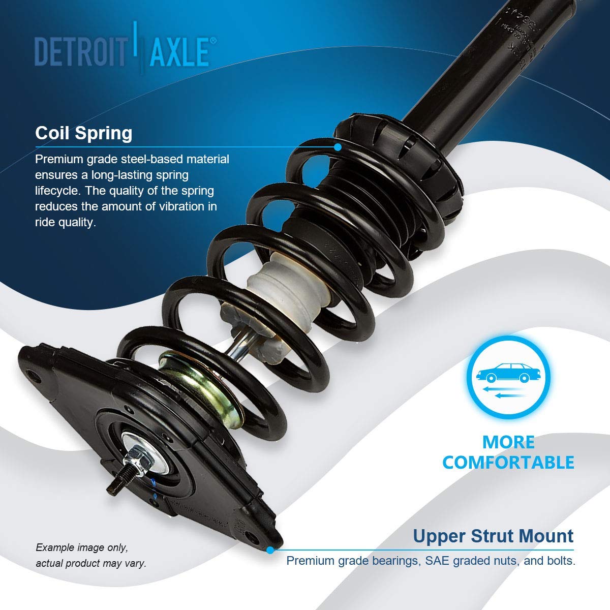 Detroit Axle Complete 4 Struts Kit with Coil Spring for 2002-2006 Nissan Sentra - Front & Rear Strut Assembly Replacement (Fits 2003 2004 2005 Models) - Easy Quick Install for Smooth Ride & Improved Handling
