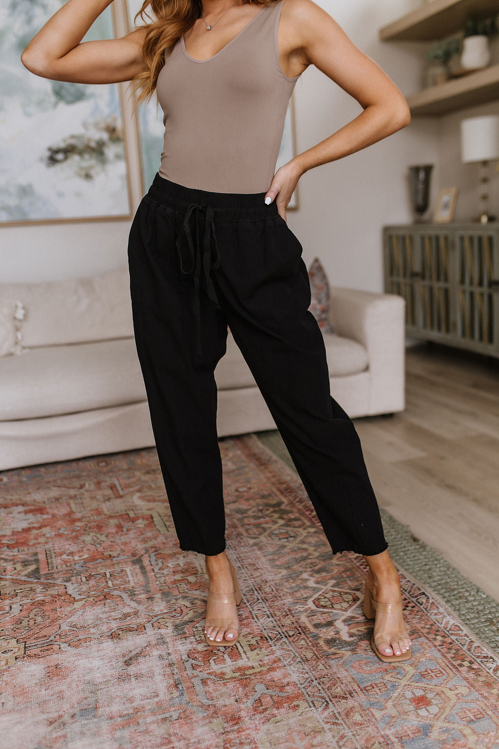 Love Me Dearly High Waisted Black Pants for Women - Slimming Stretchy Tummy Control Work Pants for Office, Travel & Casual Wear