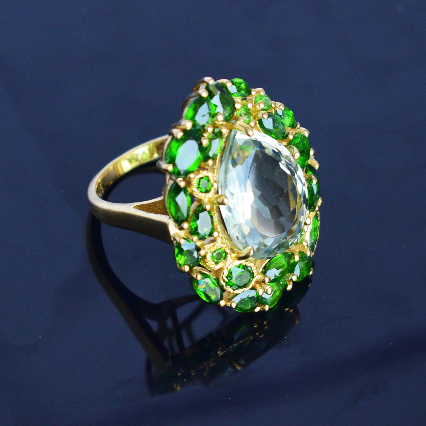 Green Amethyst & Chrome Diopside Sterling Silver Ring - Handmade 925 Silver Jewelry for Women, Birthday Gift for Her - Perfect for Weddings, Anniversaries & Special Occasions