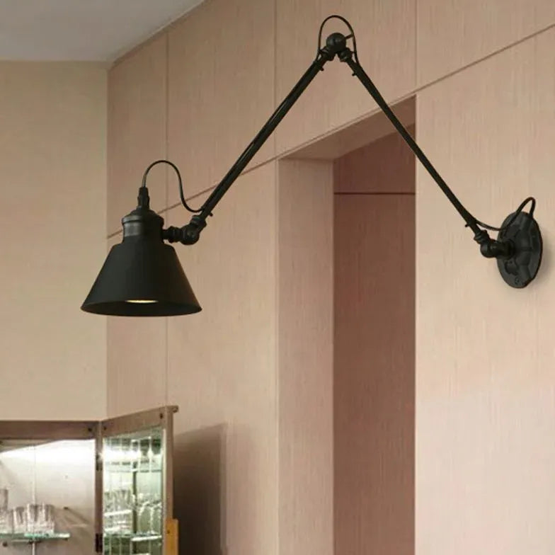 Modern Swing Arm Wall Light - Adjustable Black Bedroom Sconce for Reading & Nightstand Lighting | Perfect for Bedrooms, Living Rooms, and Home Offices