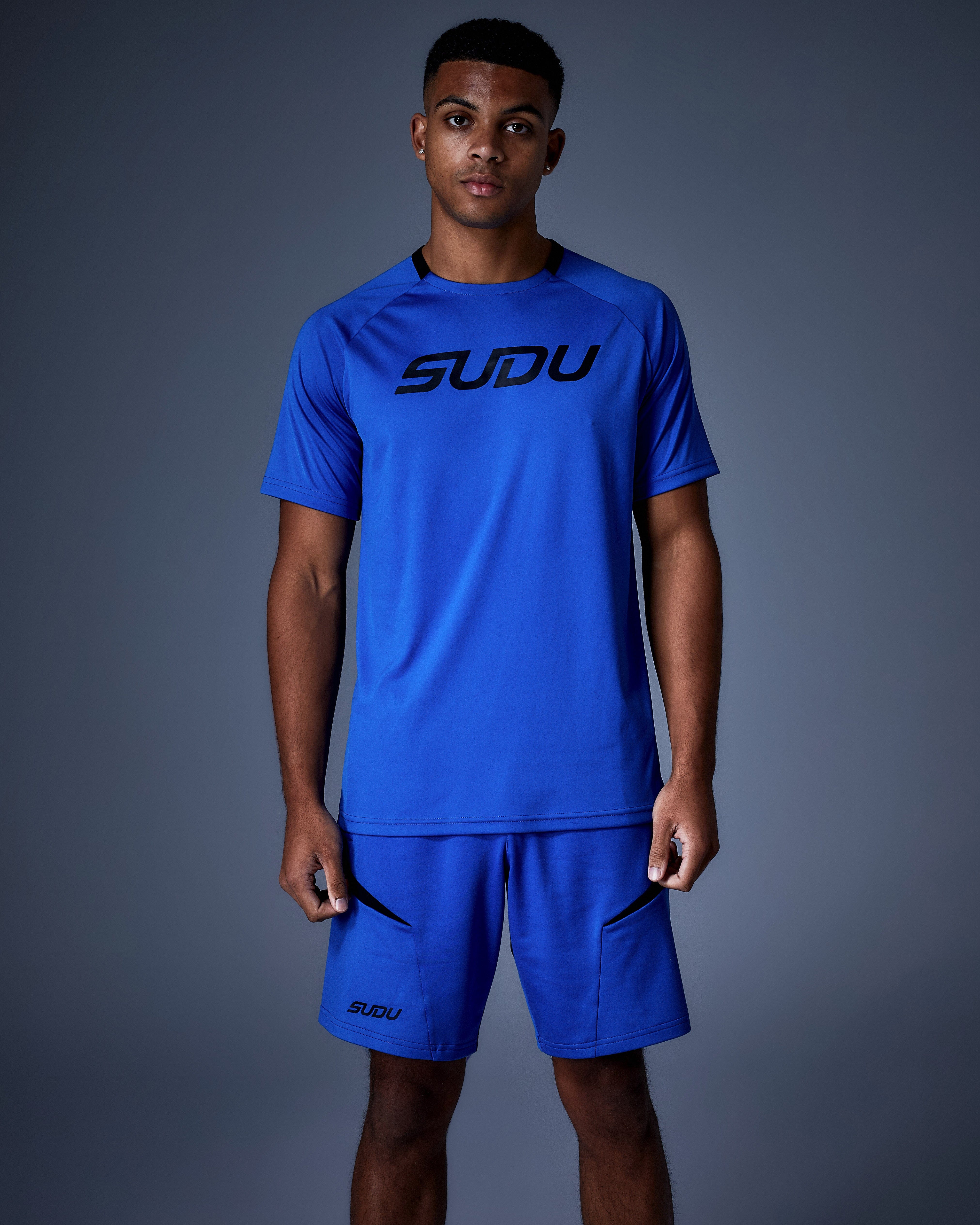 SPT 01 Embroidered Logo Cotton T-Shirt for Men - Classic Blue Crew Neck Tee - Perfect for Casual Wear, Gym & Everyday Outfits