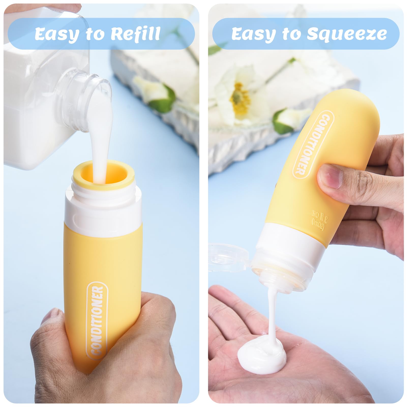 20 Pack TSA Approved Travel Bottles Set - Leak Proof Refillable Toiletries Containers for Shampoo, Conditioner & Essentials (Light Color) - Perfect for Air Travel, Camping & Gym Use