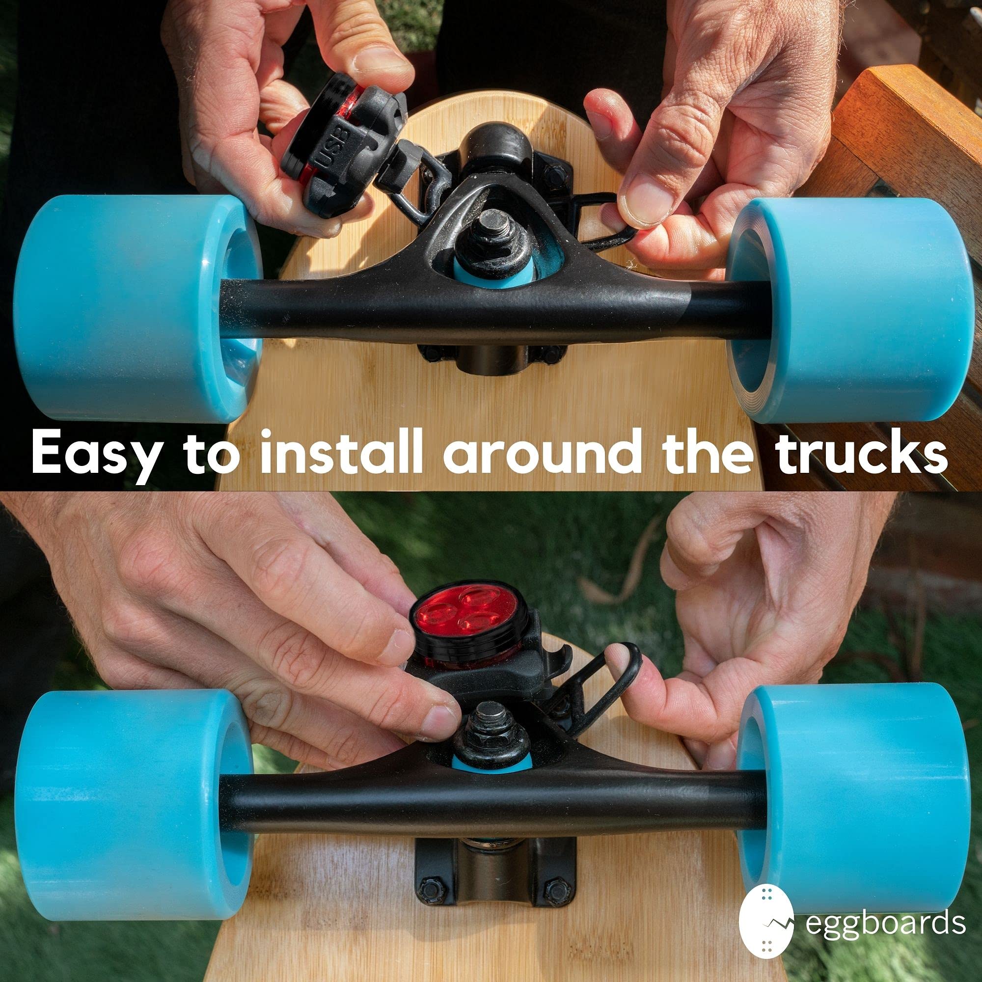 Best LED Skateboard Lights for Night Riding - USB Rechargeable Electric Longboard Light Kit with Front & Back Headlights | Perfect Safety Accessories for Electric Skateboards, Hoverboards & Scooters | Ideal for Commuting, Night Cruising & Urban Adventures