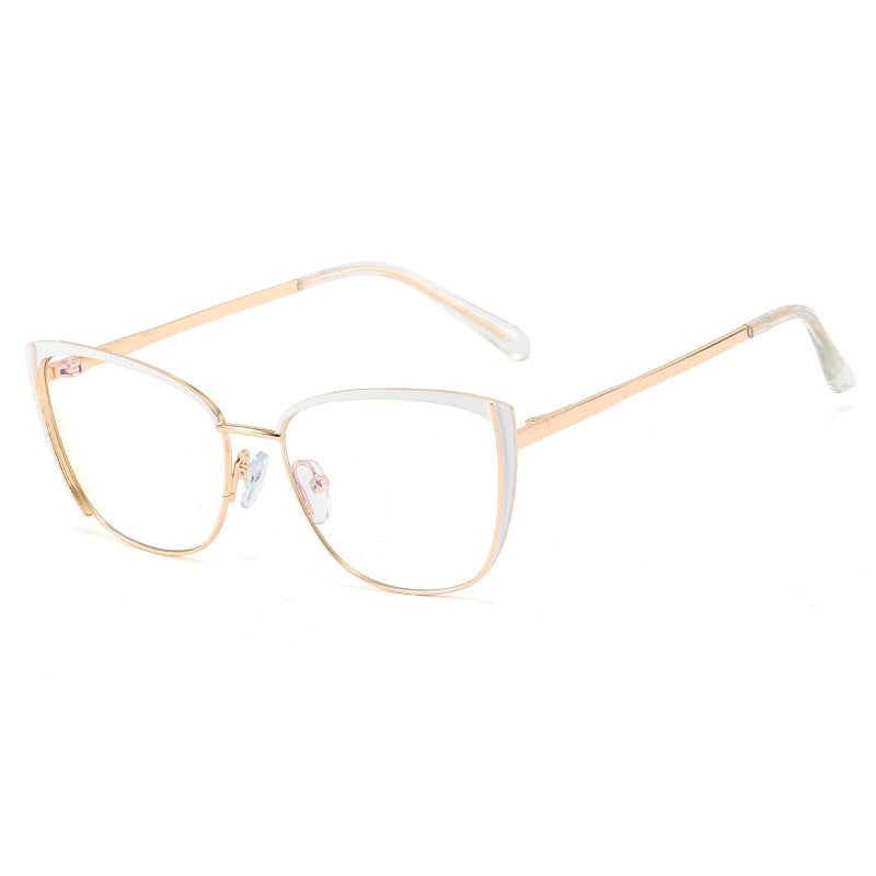 CCspace Women's Full Rim Cat Eye Alloy Frame Eyeglasses 48286 - Stylish Retro Glasses for Women, Fashionable Eyewear for Office, Reading & Everyday Use