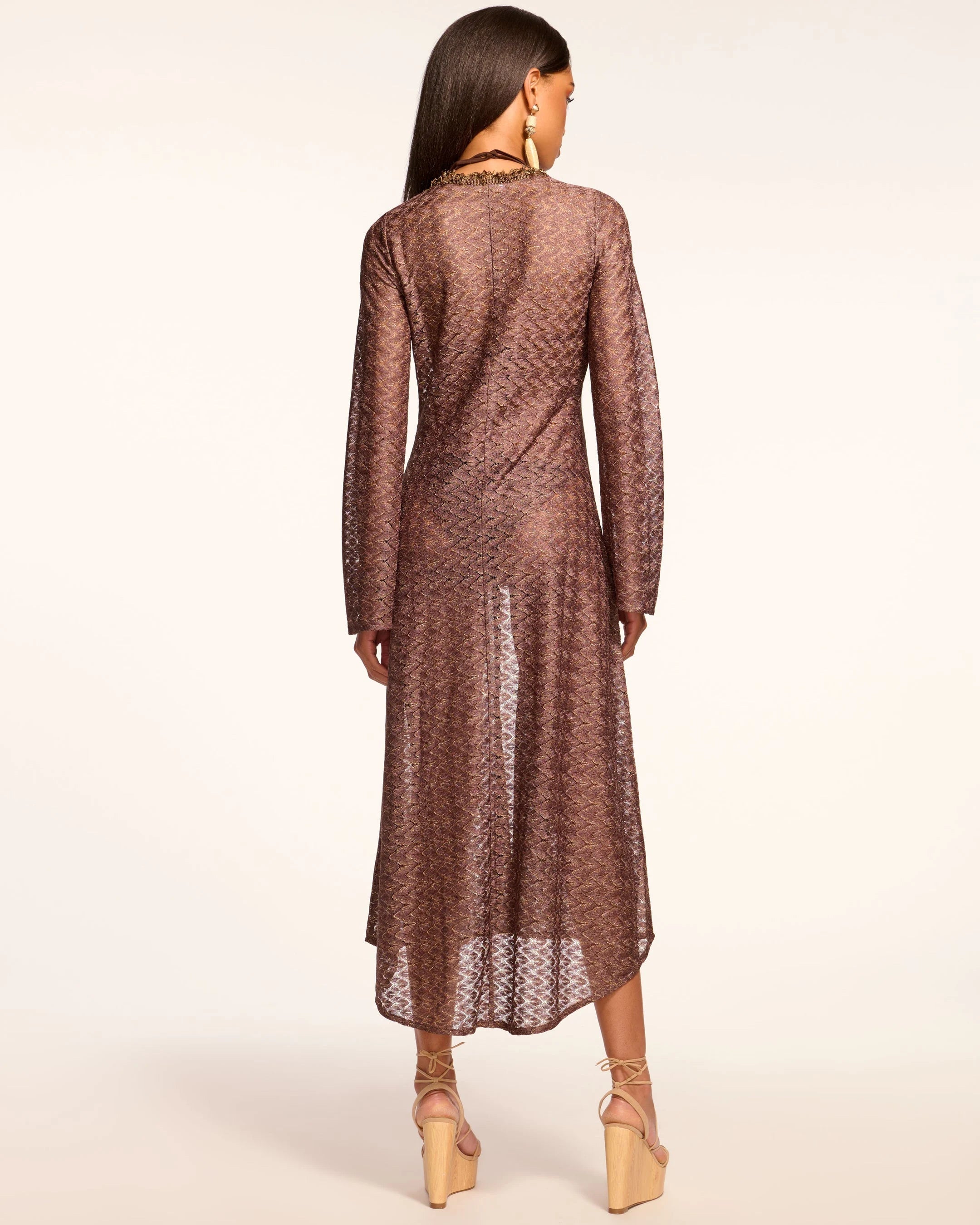 Fatima Zig Zag Coverup Dress in Bronze - Stylish Beachwear for Summer Vacations & Poolside Relaxation