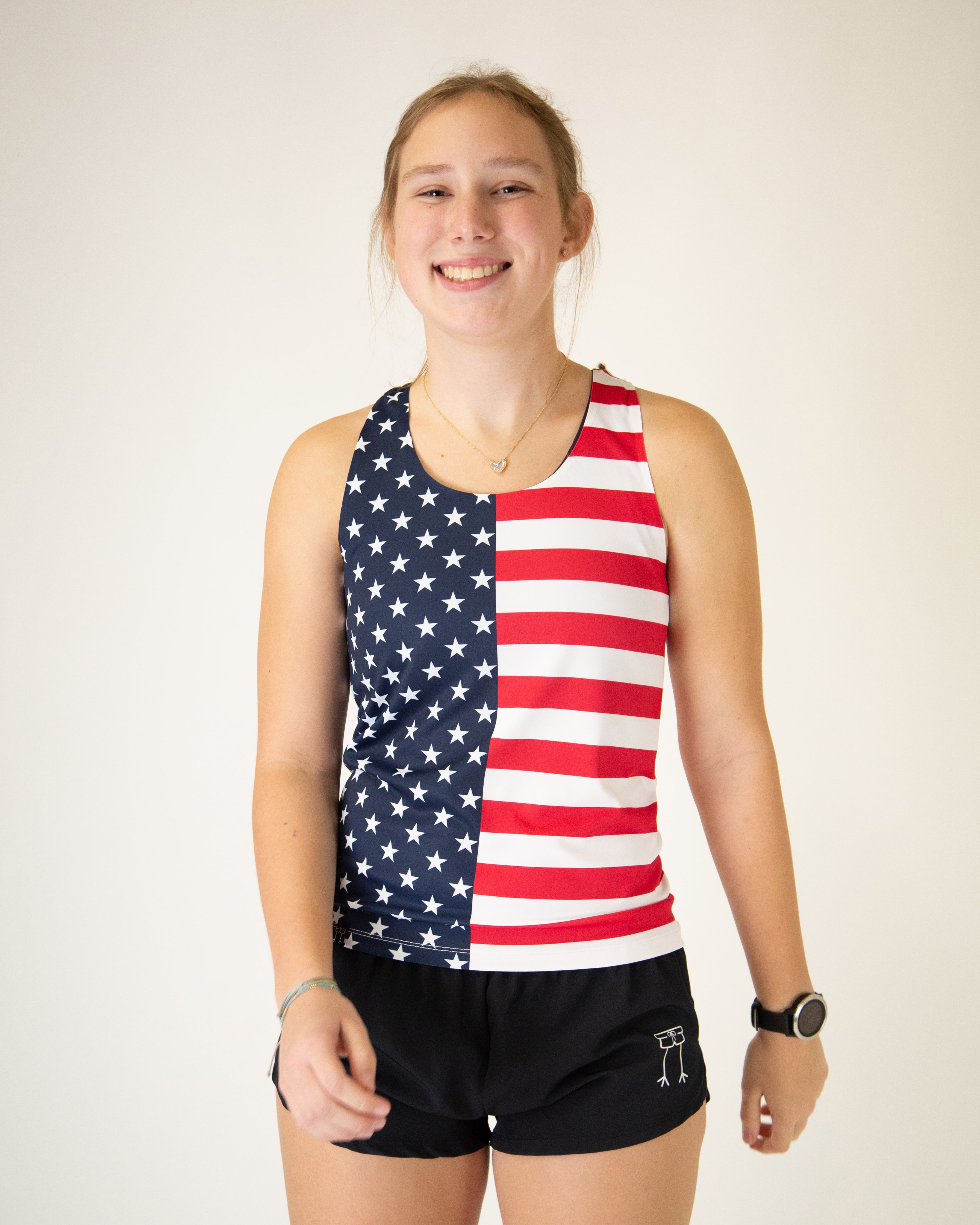 Women's USA Performance Singlet - Breathable Workout Tank Top for Running, Gym & Fitness - Comfortable Athletic Sleeveless Shirt for Women