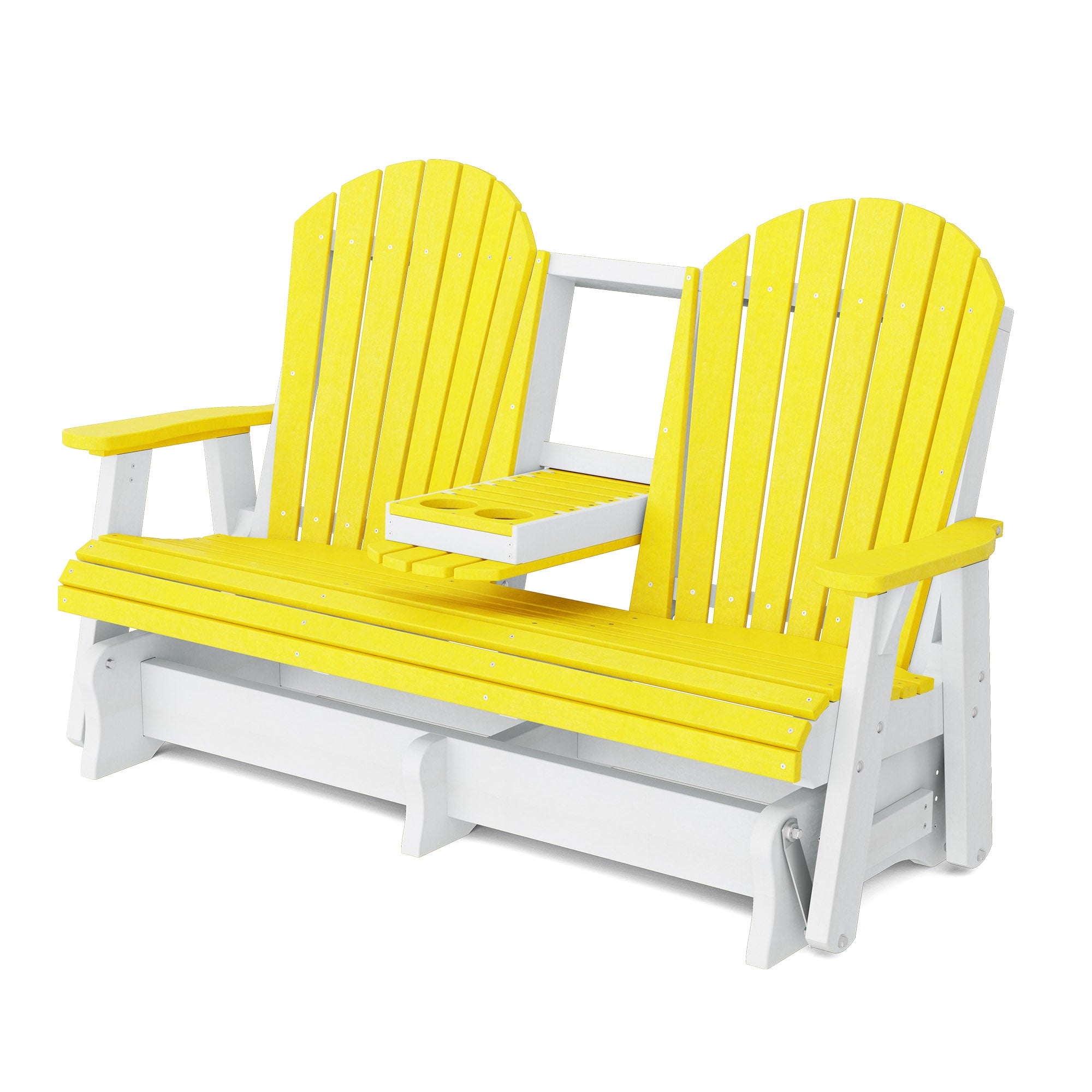 Heritage 5-Foot Patio Glider with Cup Holder Console - Outdoor Relaxing Swing Bench for Garden, Deck, and Porch Use