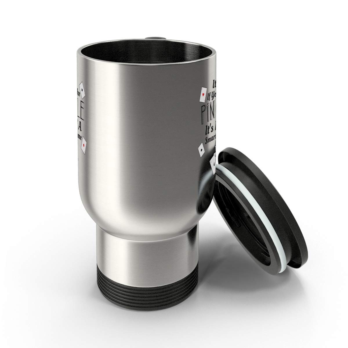 Premium 14 oz Travel Mug for Coffee & Tea - Playing Card Design, Insulated Stainless Steel Cup for Smart People | Perfect for Commuting, Camping & Office Use