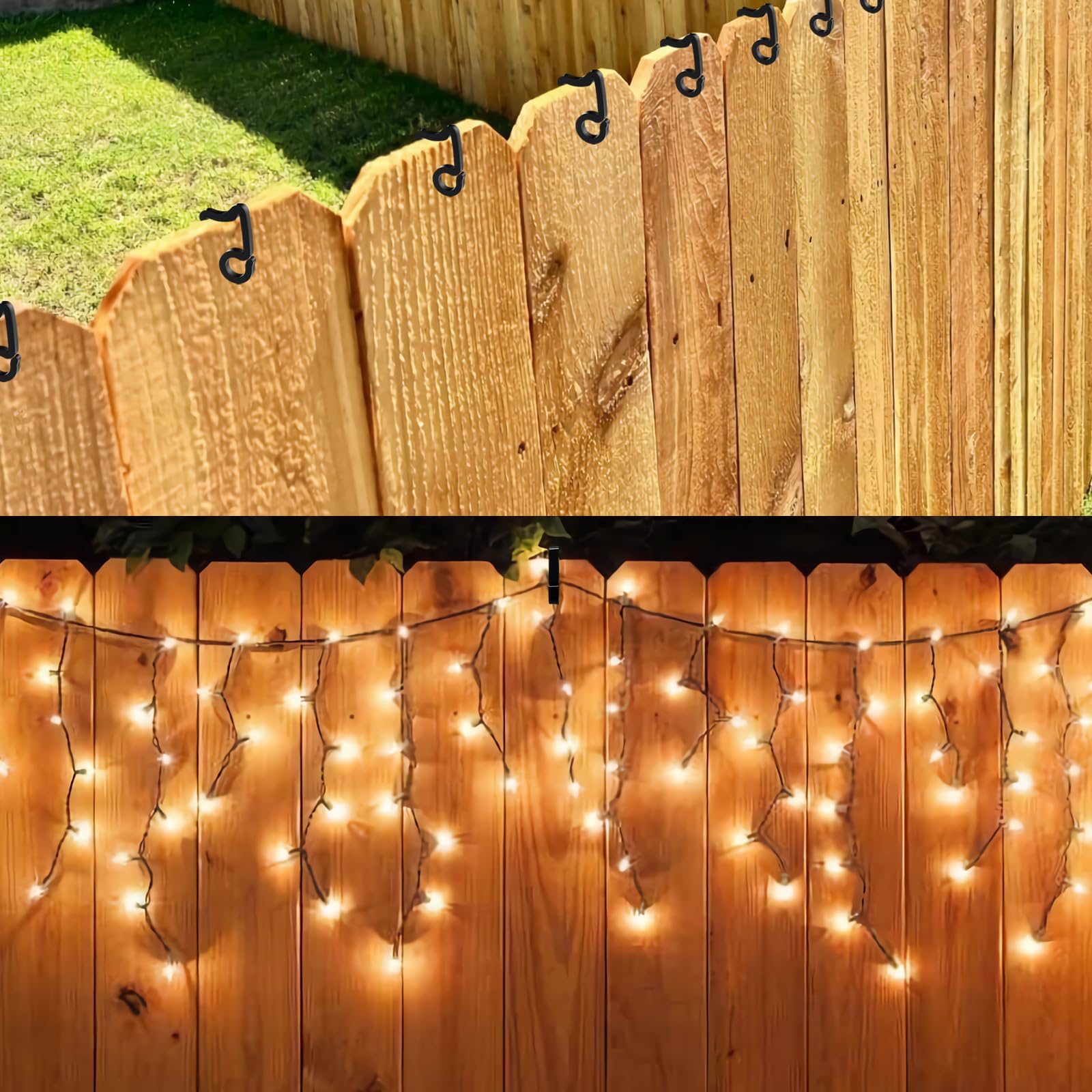 Outdoor Christmas Light Clips - 400 Pack Black for Gutter Hanging