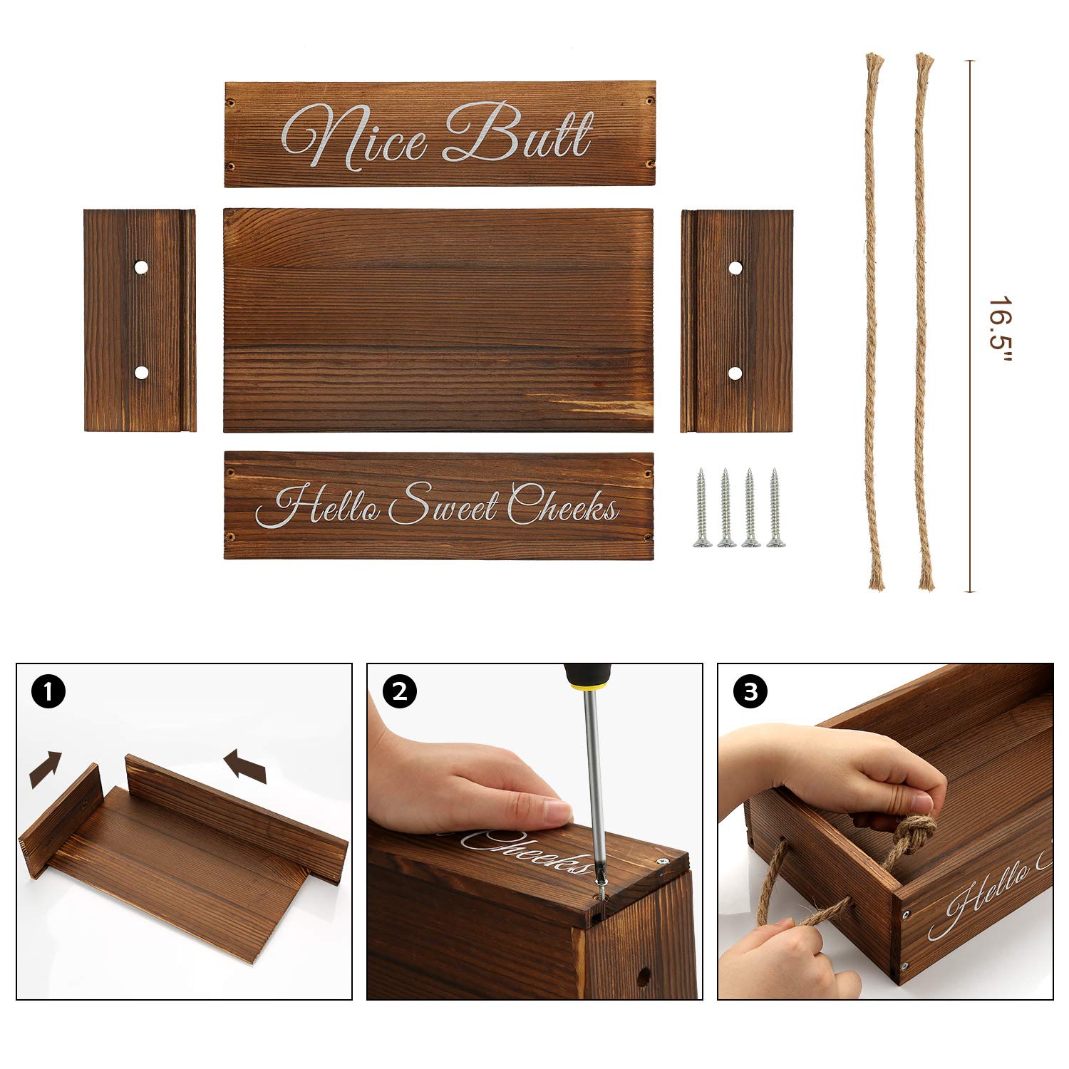 Funny Toilet Paper Holder - Rustic Farmhouse Bathroom Decor Box with Storage Organizer | Wooden Bathroom Accessories for Farmhouse & Rustic Home Decor | Perfect for Powder Rooms, Guest Baths & Country Style Homes