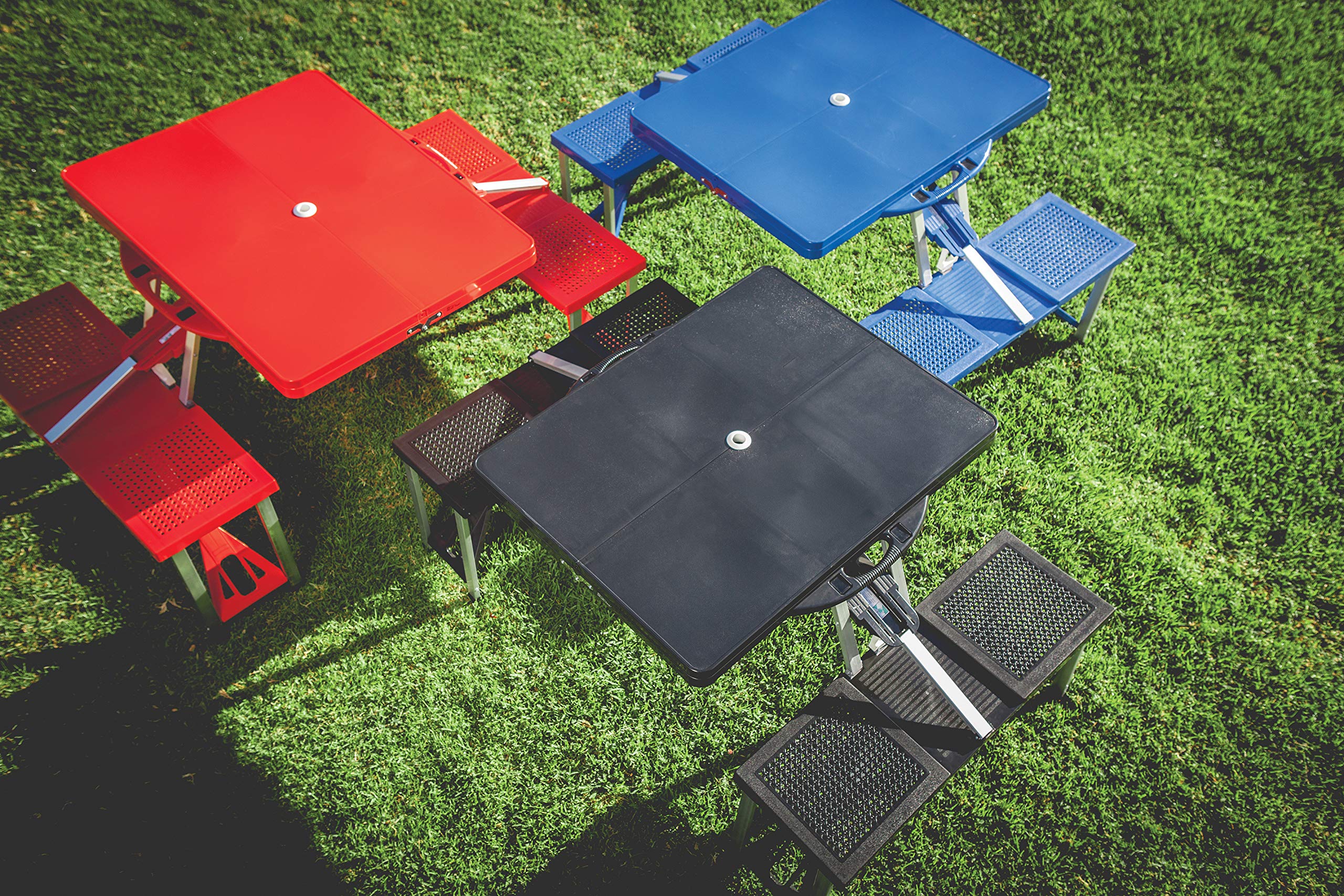 PICNIC TIME Portable Folding Picnic Table with Umbrella Hole - Lightweight Camping Table for Outdoor, Beach, Backyard & Tailgating Parties - Compact Foldable Design for Easy Storage & Transport