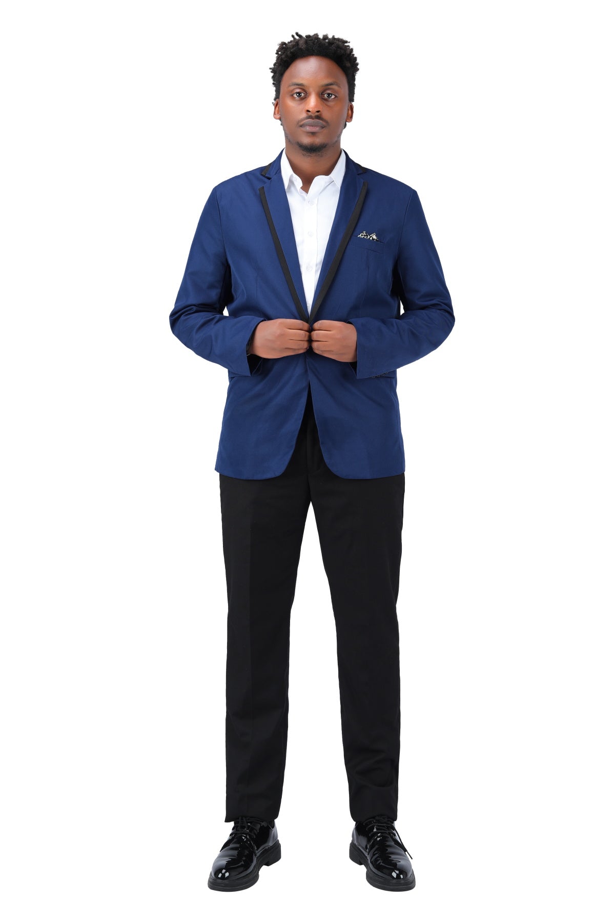 Men's Navy Blue Single Button Casual Blazer - Perfect for Office Wear, Business Meetings & Smart Casual Outfits