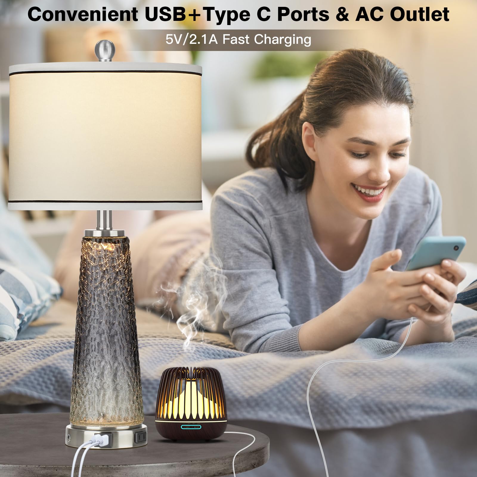 Modern Glass Table Lamp Set of 2 - 26