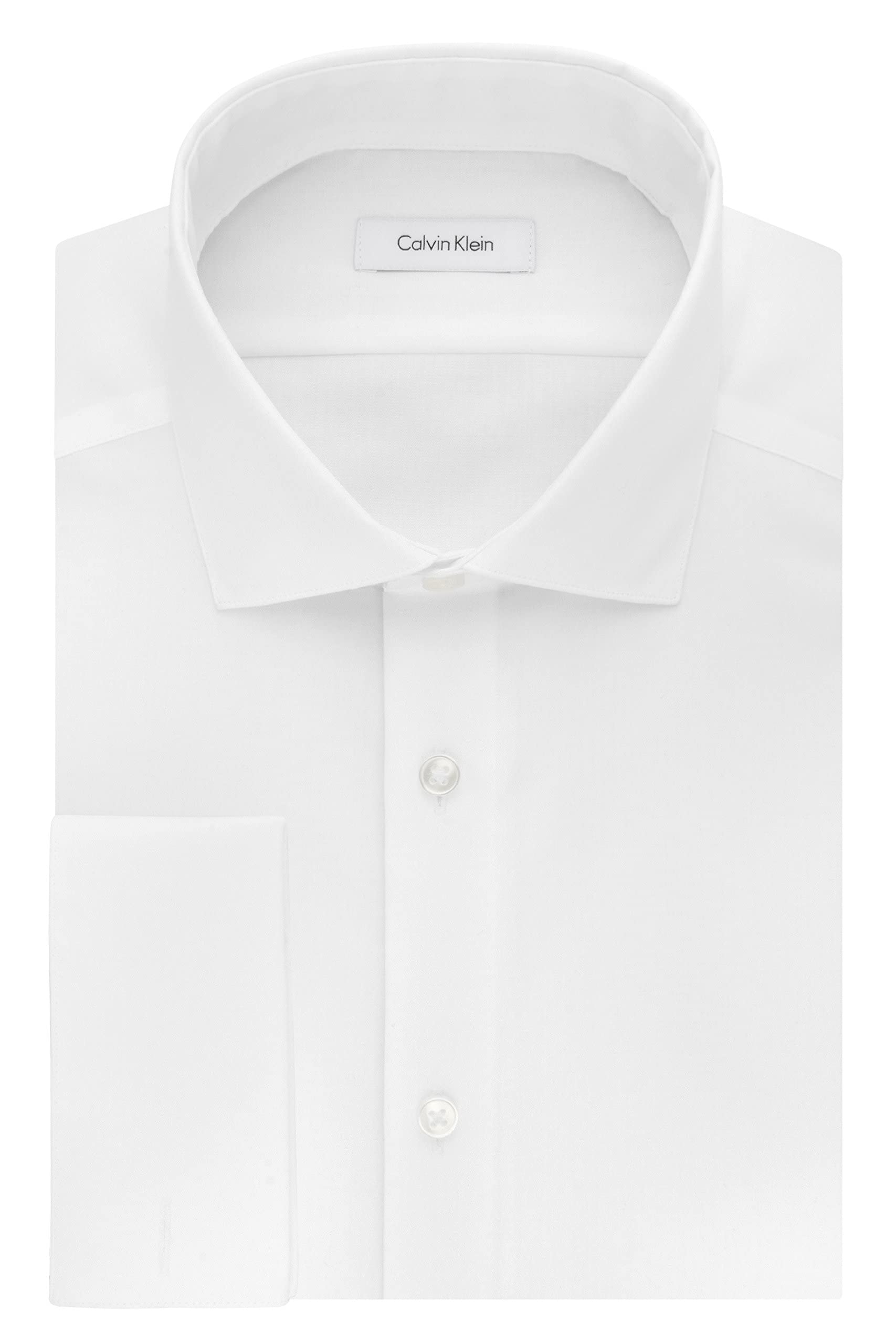 Calvin Klein Men's Non-Iron Dress Shirt - Herringbone Pattern, Spread Collar | Perfect for Business, Office & Formal Occasions
