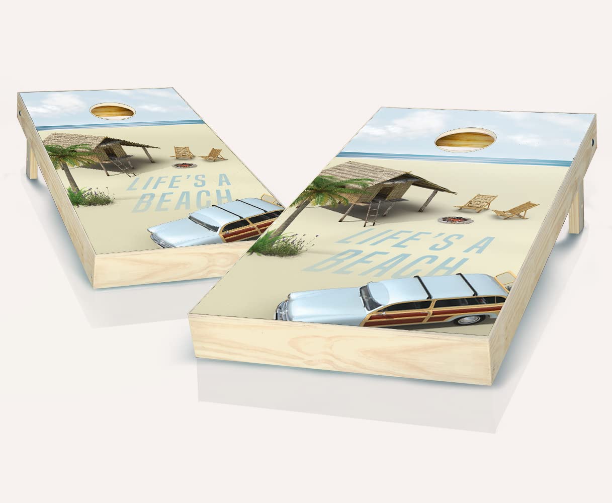 Premium Wooden Cornhole Game Set - 2 Boards & 8 Bean Bags - Outdoor Lawn Games for Backyard, Beach, Tailgating & Parties - Durable Cornhole Boards for Adults & Kids