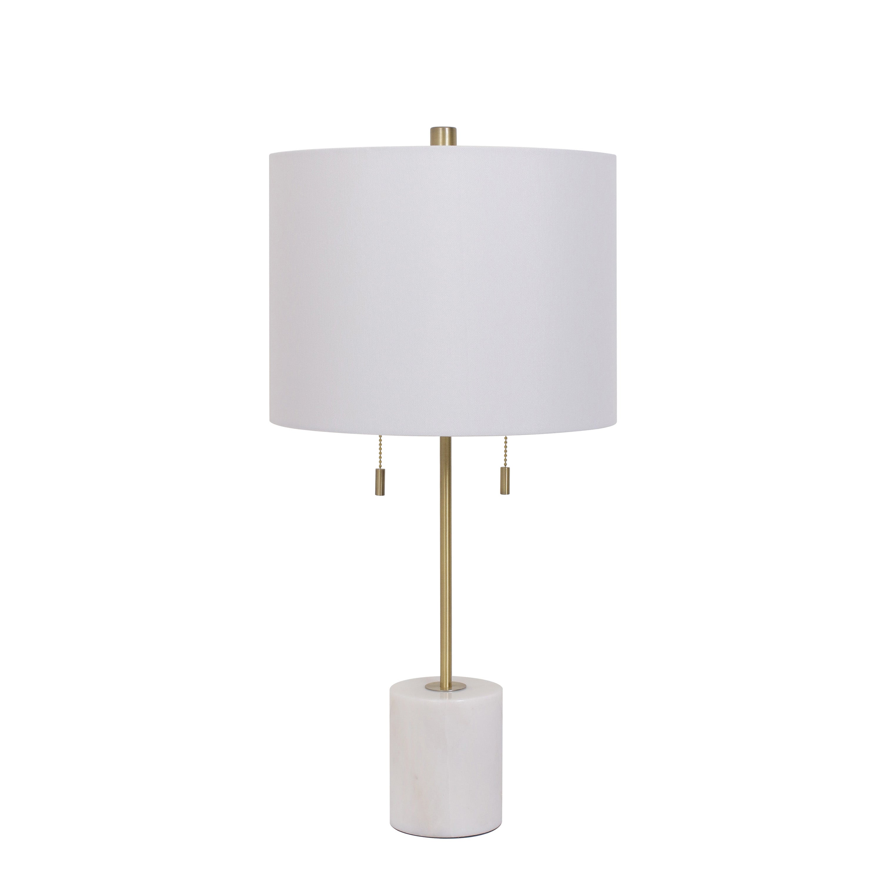 Carrara 26 Table Lamp - White Marble & Antique Brass Finish - Elegant Bedside Lighting for Bedroom, Living Room & Office