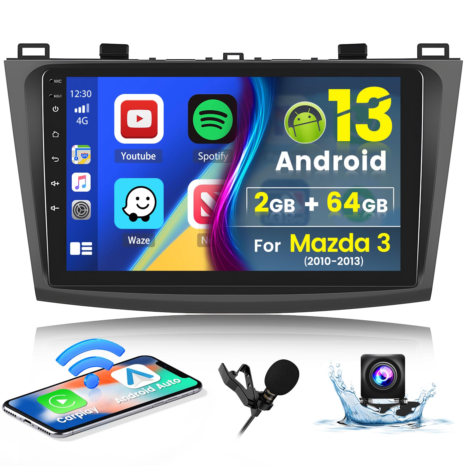 Roinvou 2+64GB Android CarPlay Stereo for 2010-2013 Mazda 3 | 9