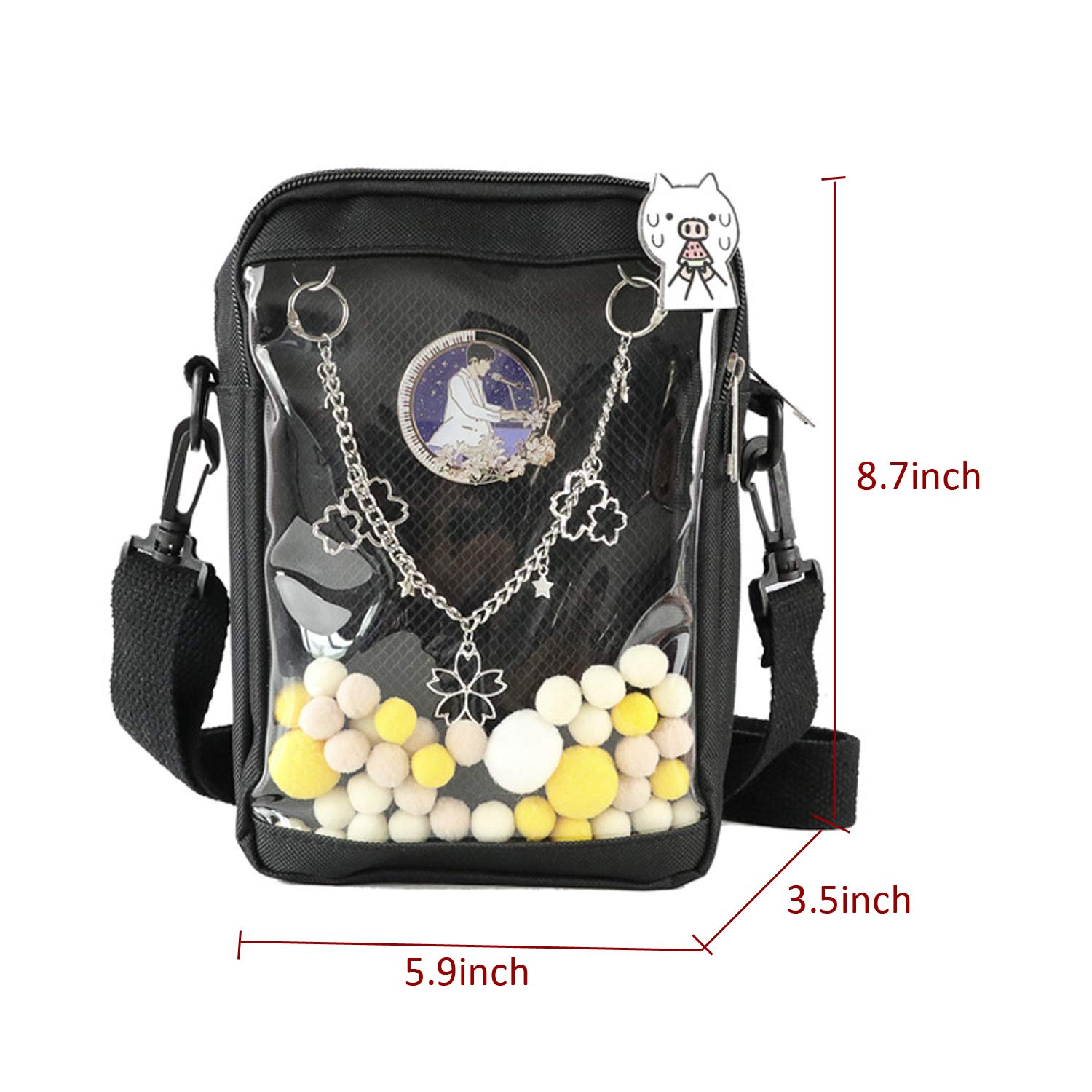 Small Clear Ita Bag - Mini DIY Transparent Crossbody Shoulder Messenger Bag for Cosplay, Conventions & Everyday Use
