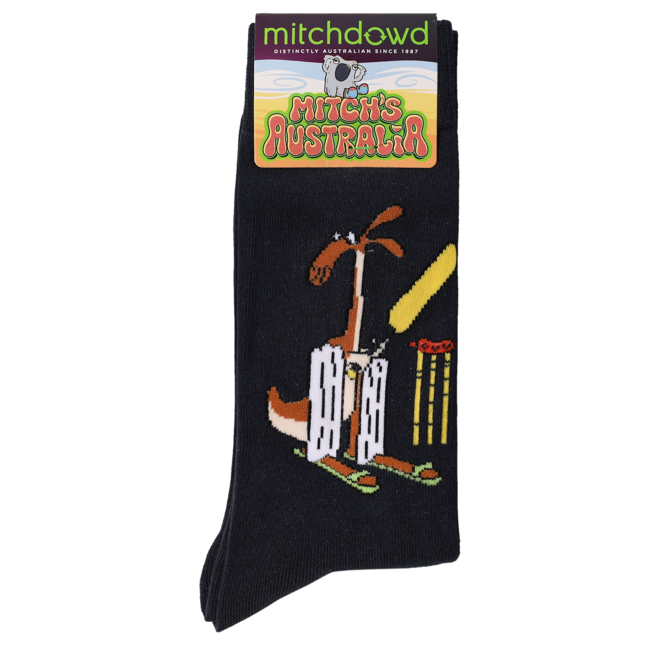 Men's Kangaroo Cricket Cotton Crew Socks - Soft Breathable Athletic Socks for Sports & Casual Wear - Navy Blue