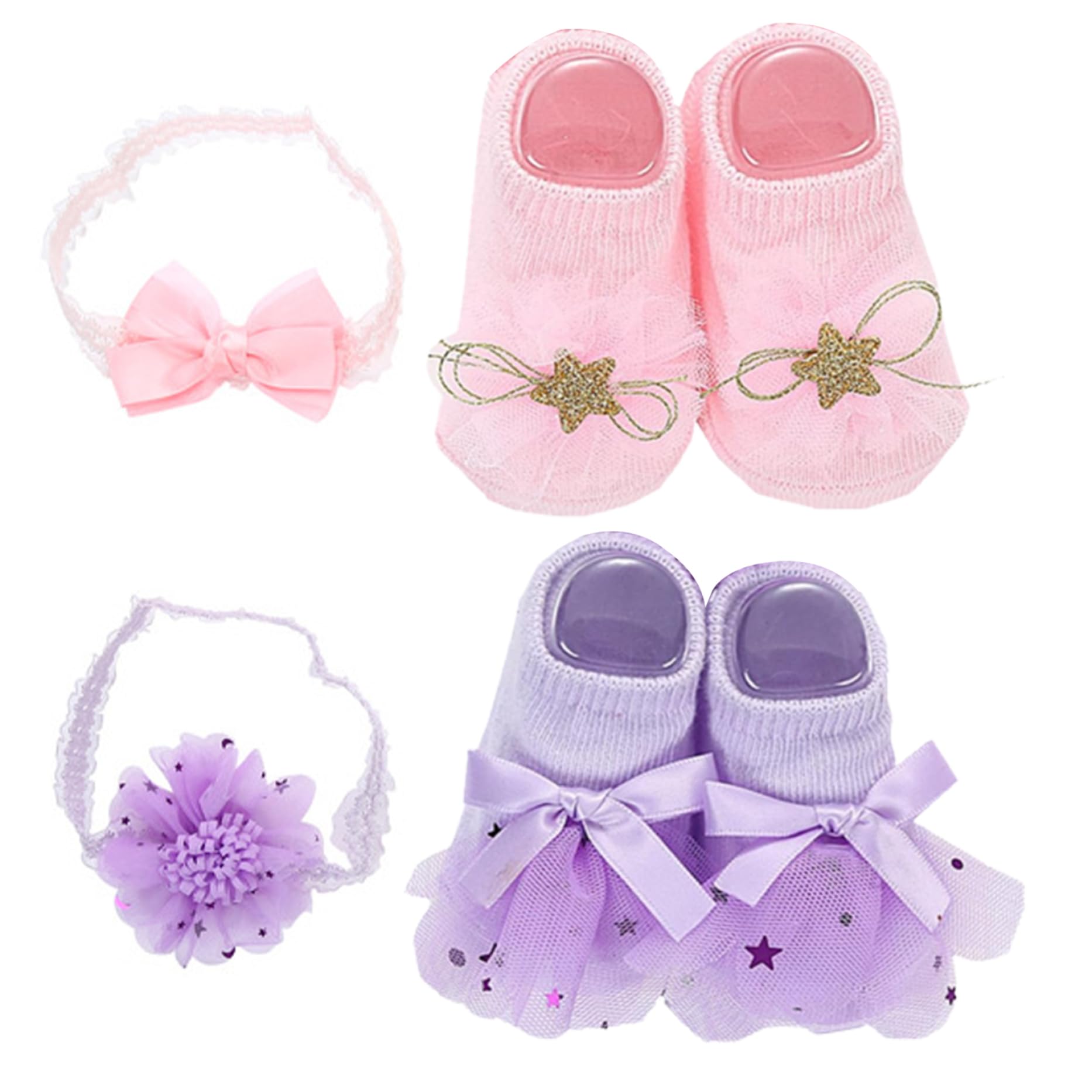Reborn Newborn Baby Doll Shoes & Headband Set - 2 Pairs Flower Shoes + Hairband for 16-24 Inch Dolls | Perfect for Reborn Baby Girl Outfits, Photography Props & Doll Collectors