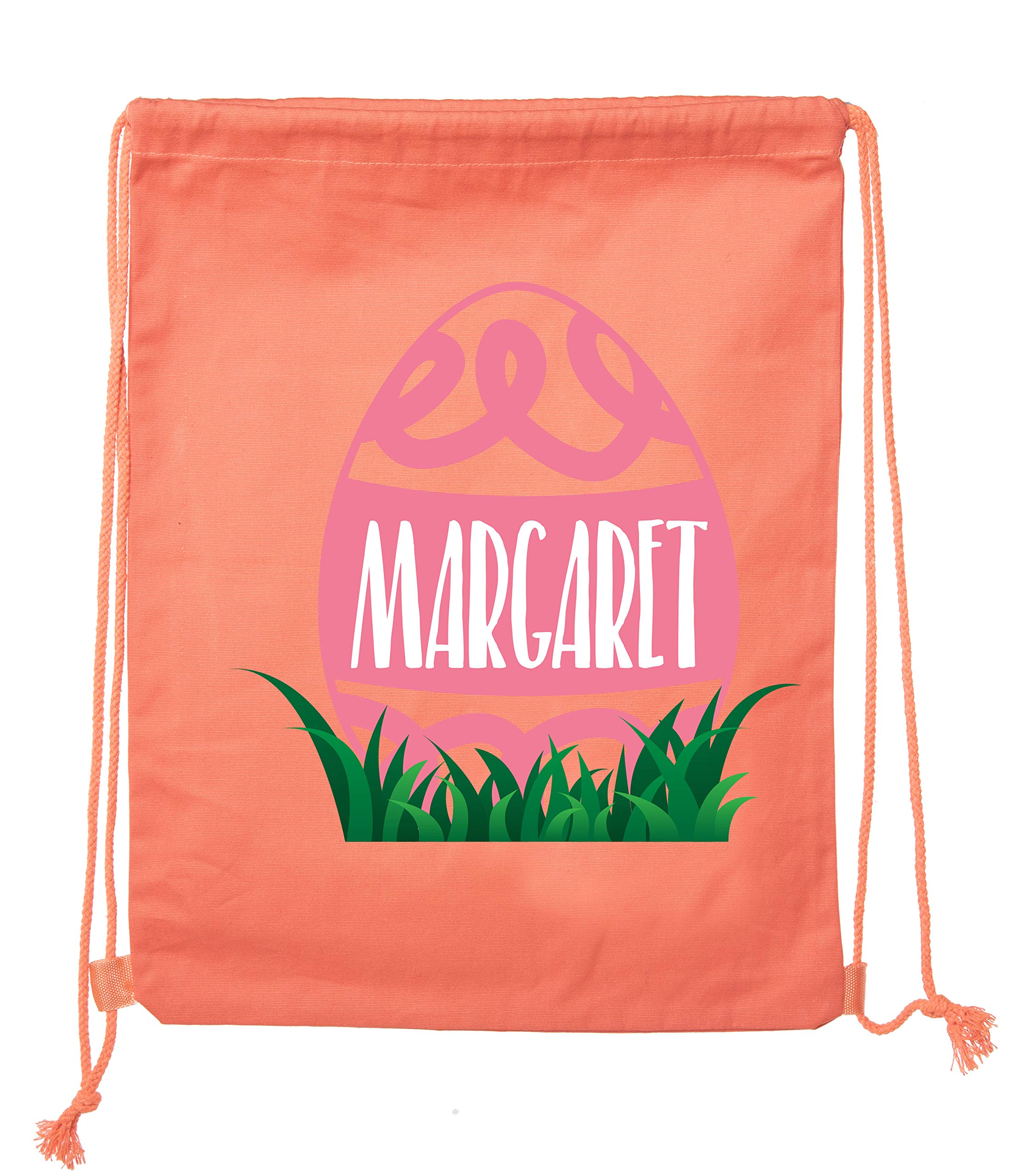 Personalized Easter Basket Bags - Custom Cotton Drawstring Backpacks for Easter Gifts (Swirly Egg Orange Design CE2725Easter PS4) - Perfect for Easter Egg Hunts, Spring Celebrations & Kids' Holiday Gifts