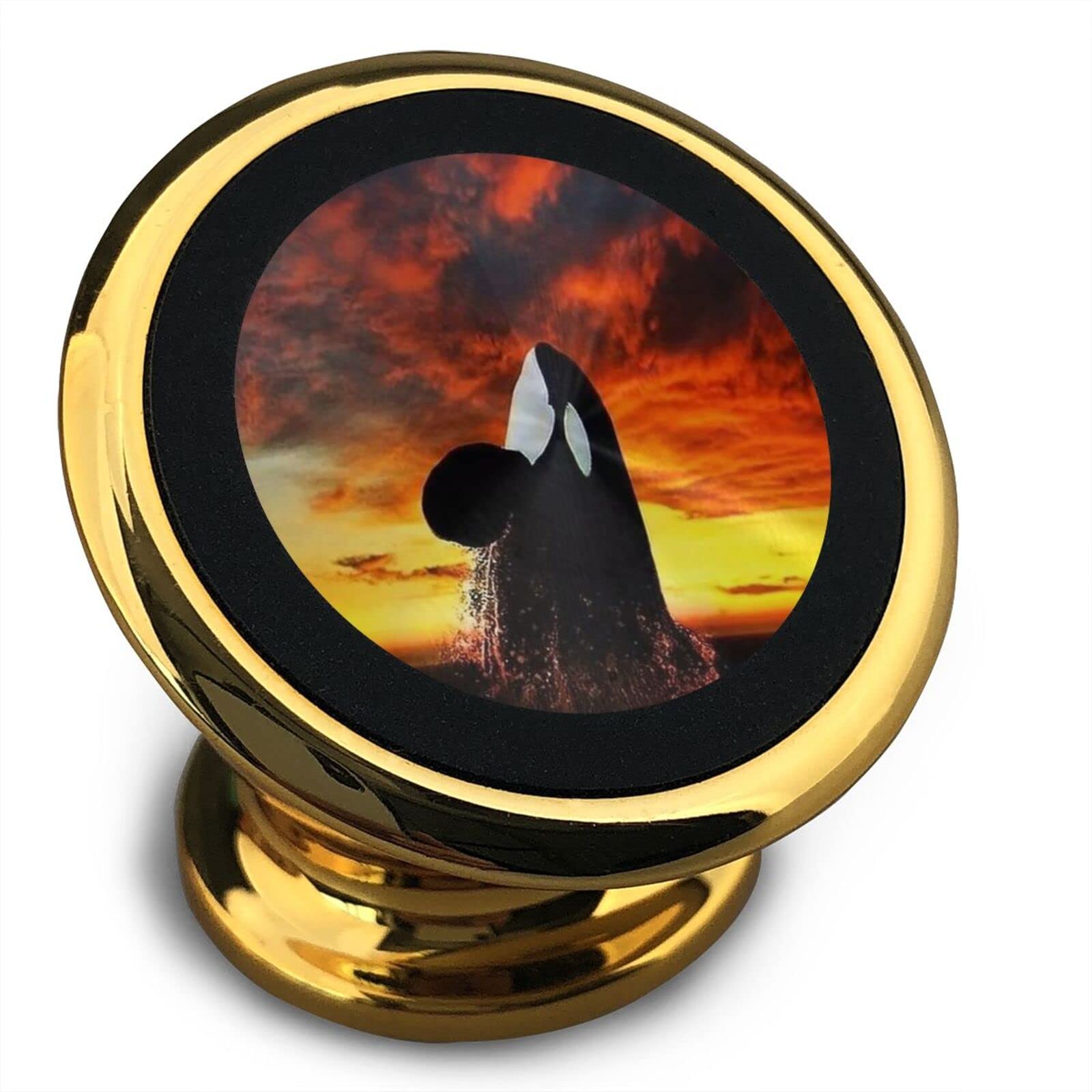 Whale Jump Fire Sky Magnetic Car Phone Holder - Universal Strong Magnet Mount for All Smartphones - Yellow - Perfect for Hands-Free Driving & GPS Navigation