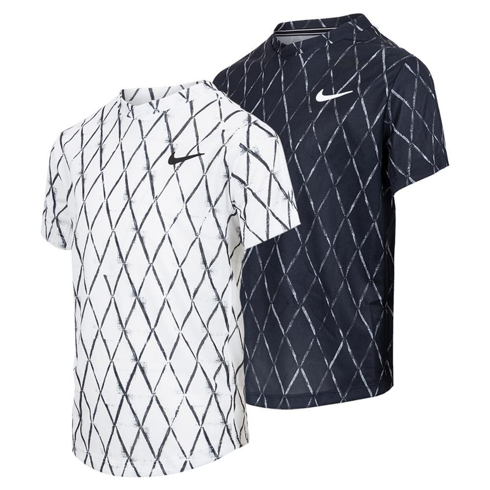Boys' Dri-FIT Victory Printed Tennis Shirt - Moisture-Wicking Performance Top for Junior Tennis & Sports Training