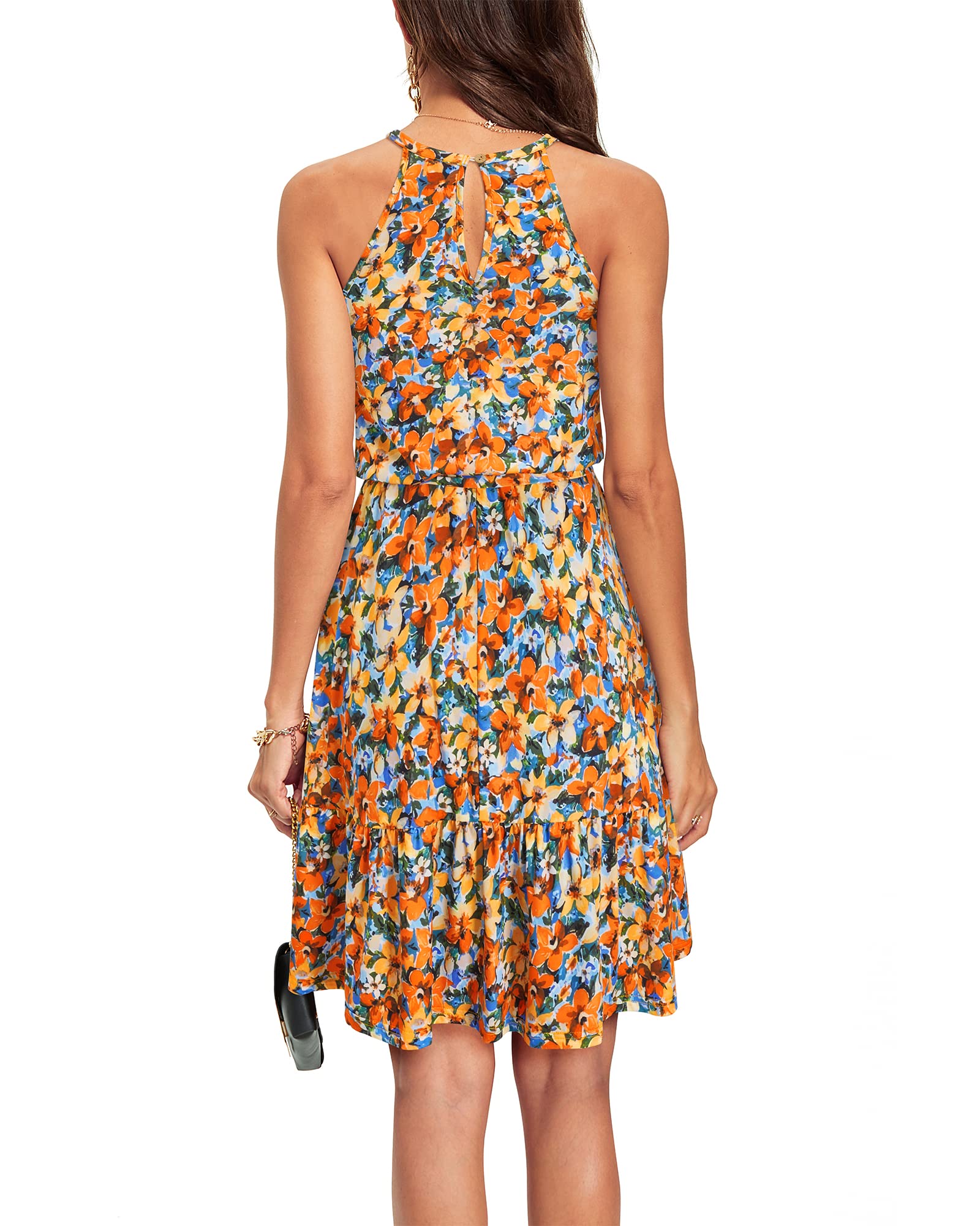 Newshows Women's 2025 Summer Halter Sundress with Pockets - Casual Beach Dress, Wedding Guest Outfit & Vacation Dress for Women - Perfect for Beach Parties, Tropical Getaways and Summer Weddings