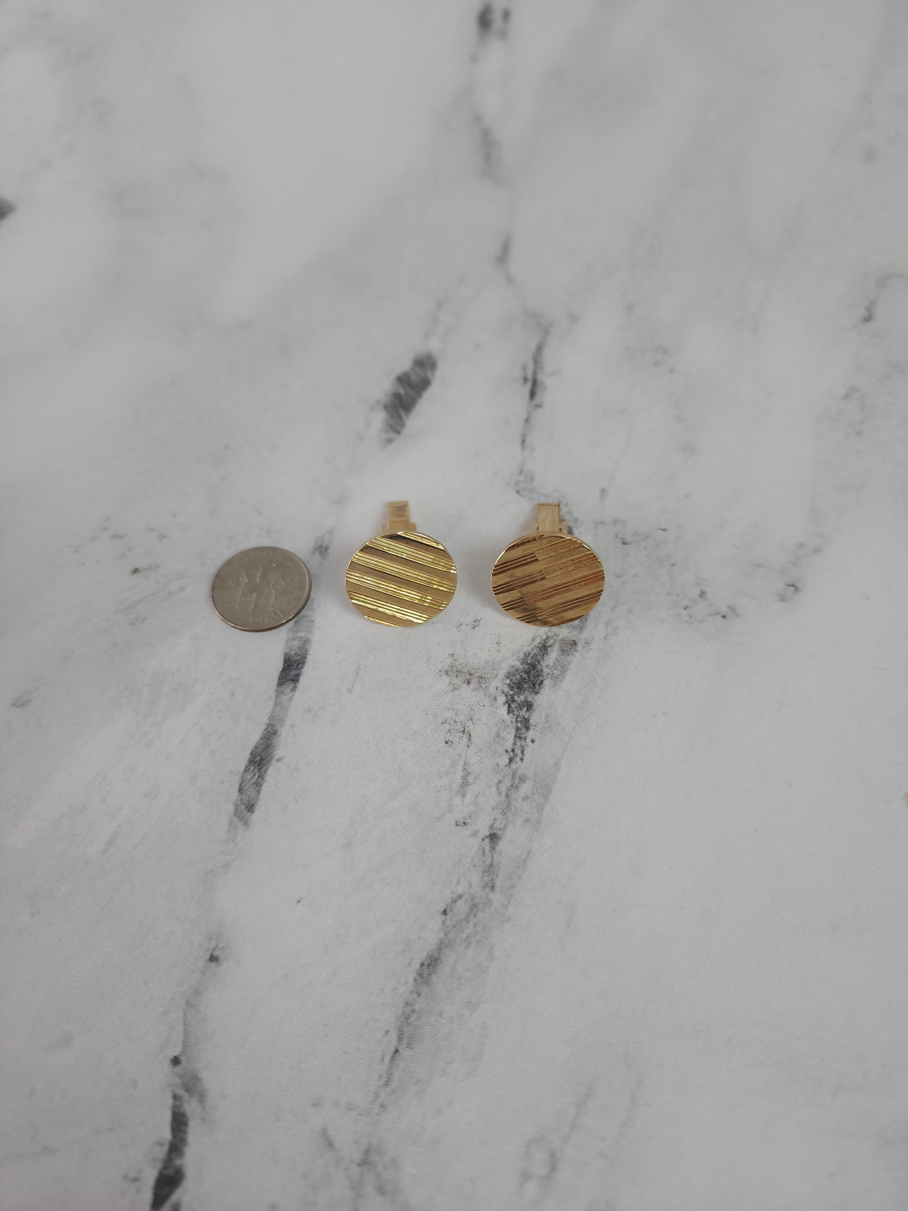 14k Yellow Gold Line Design Cufflinks for Men - Elegant Wedding, Prom & Formal Event Accessories